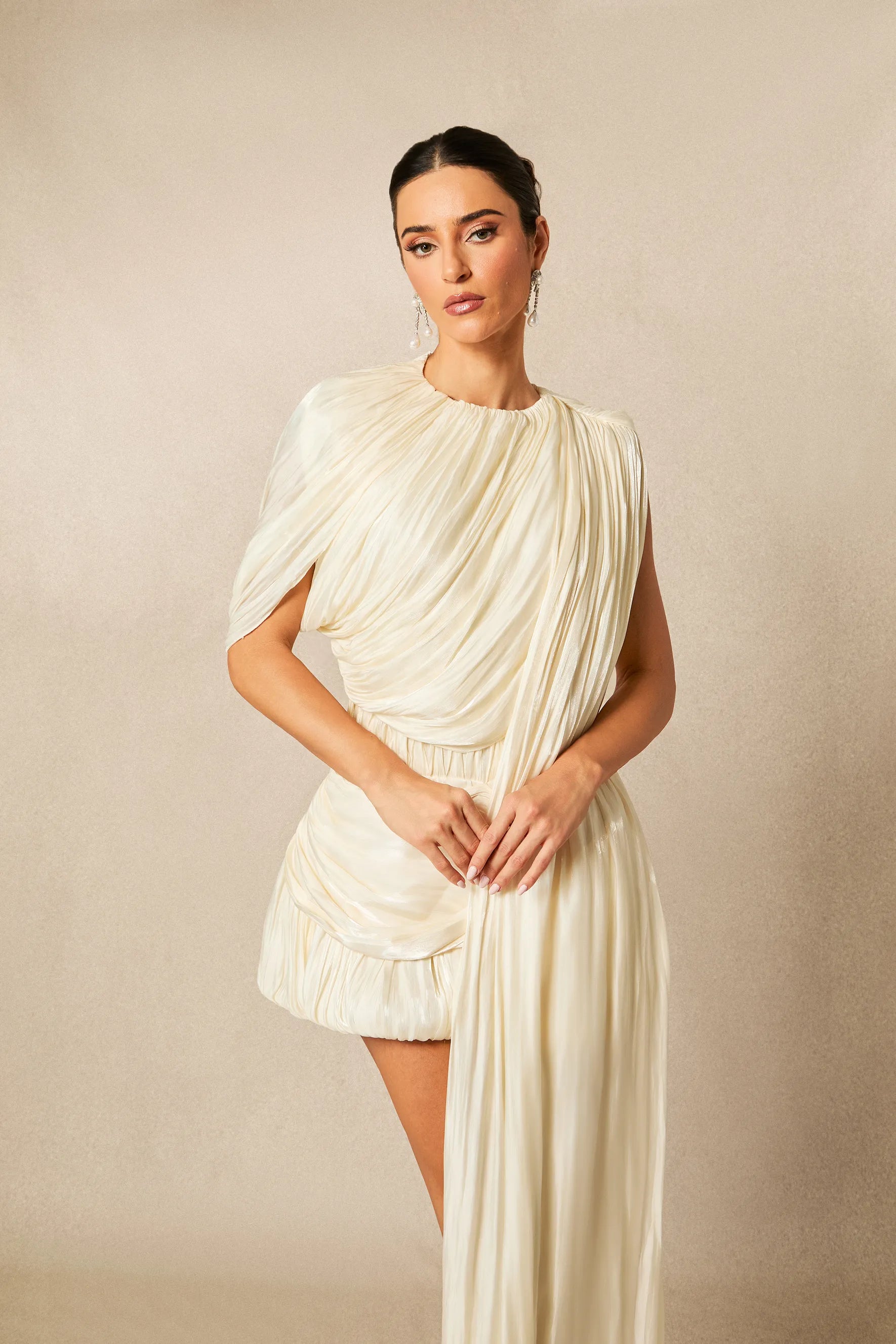 Danielle - One Shoulder Draped Mini Dress