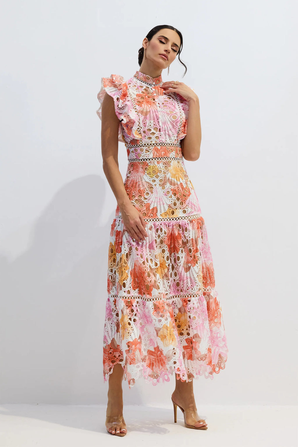 Kamara - Print Lace Embroidered Maxi Dress