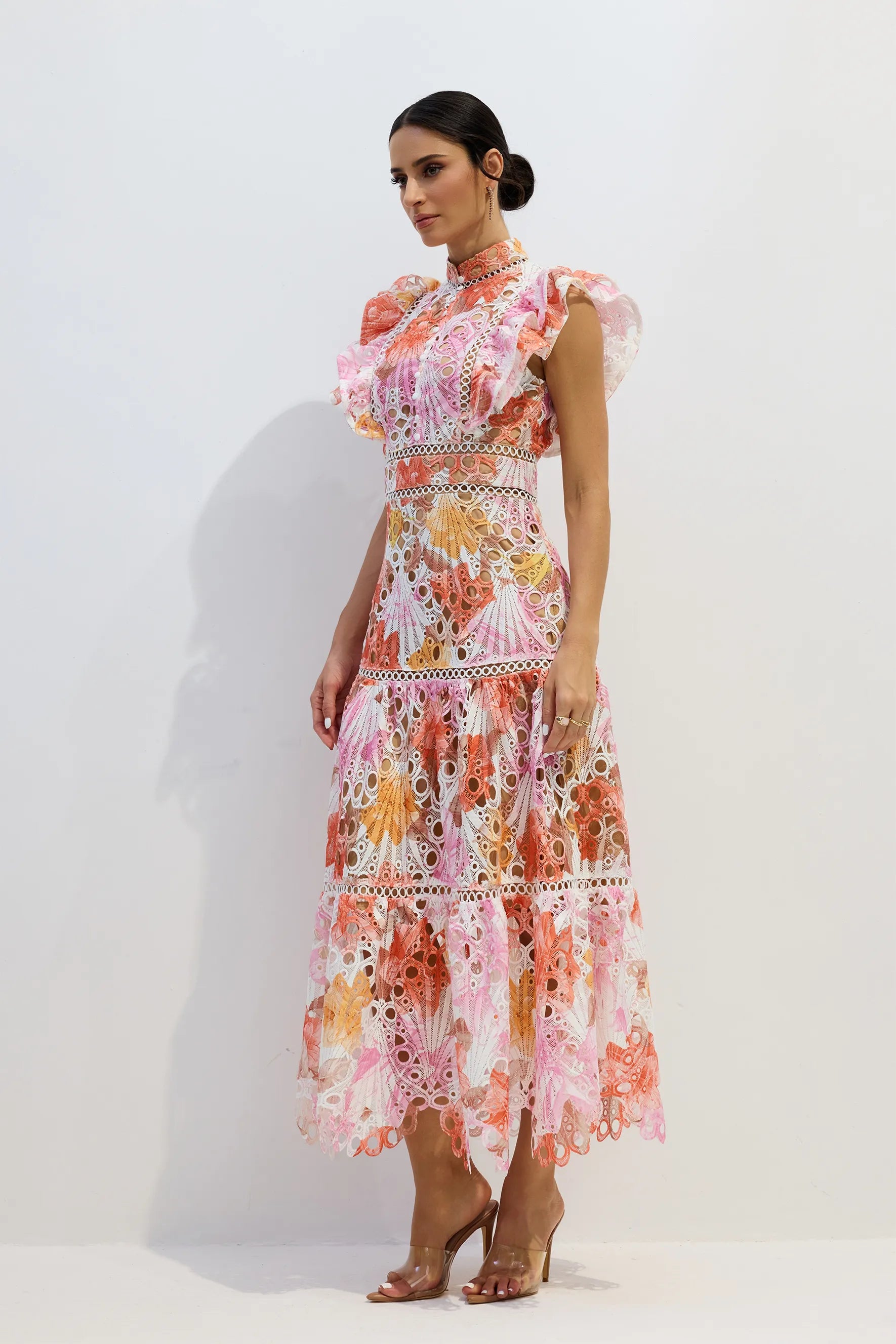 Kamara - Print Lace Embroidered Maxi Dress