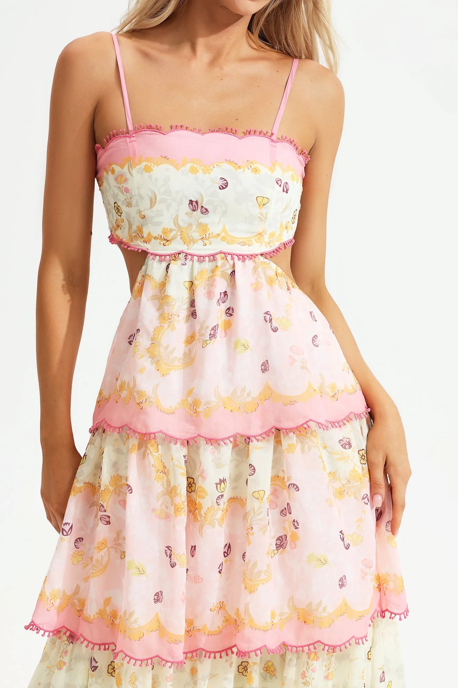 Jemma - Floral Tiered Ruffle Backless Maxi Dress