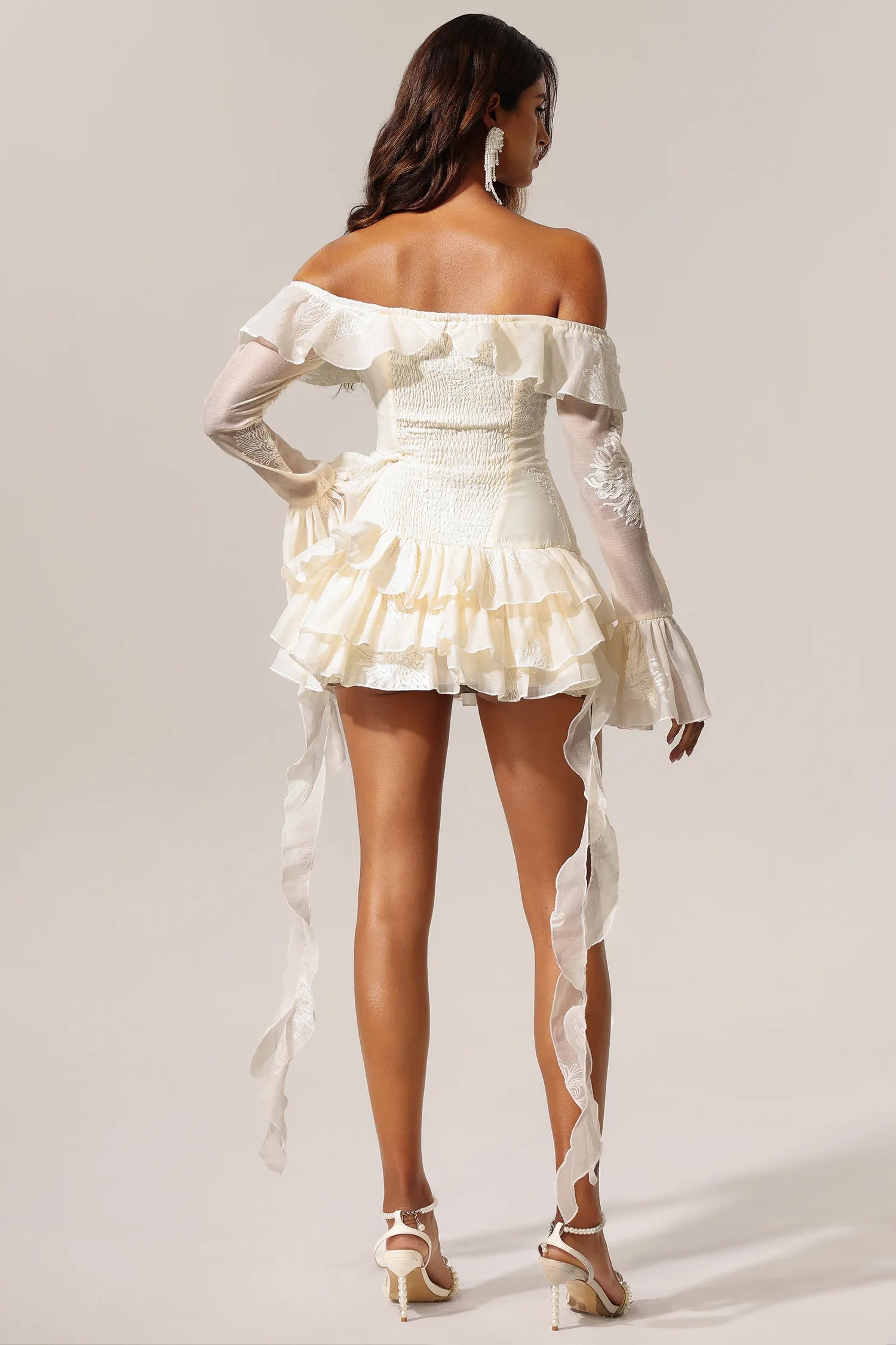 Isabel - Off-shoulder Long Sleeve Mini Dress