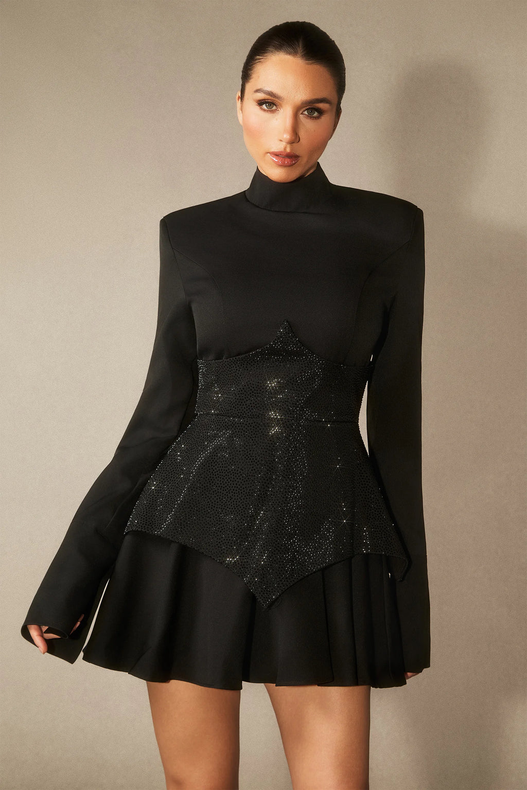 Stella - Embellished Long Sleeve Mini Dress