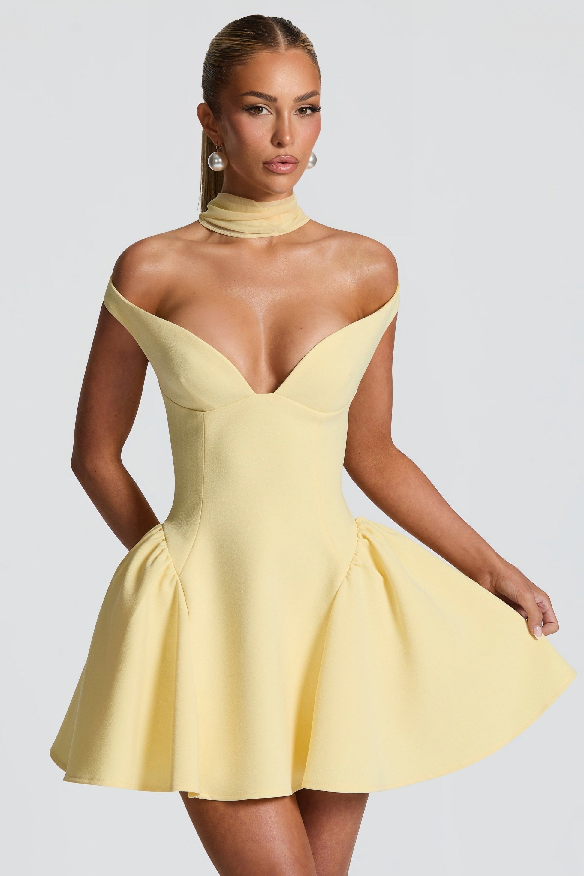 Aria Yellow V-neck Corset Mini Dress