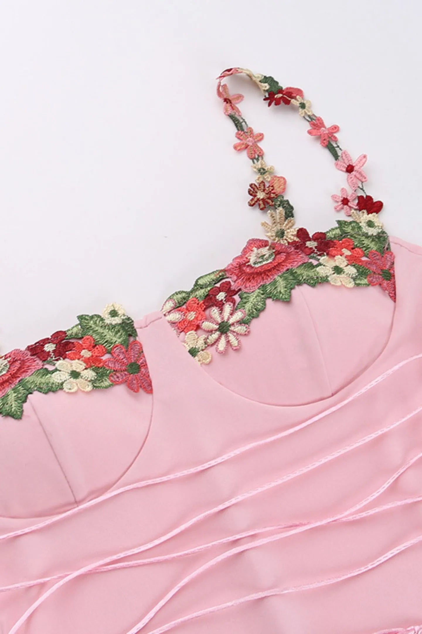 Kailani - Embroidered Lace-up Midi Dress