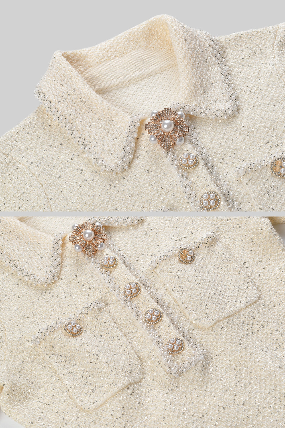 Knit Textured Mini Dress - Ivory