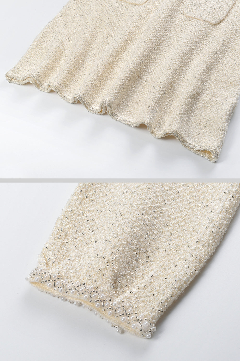 Knit Textured Mini Dress - Ivory