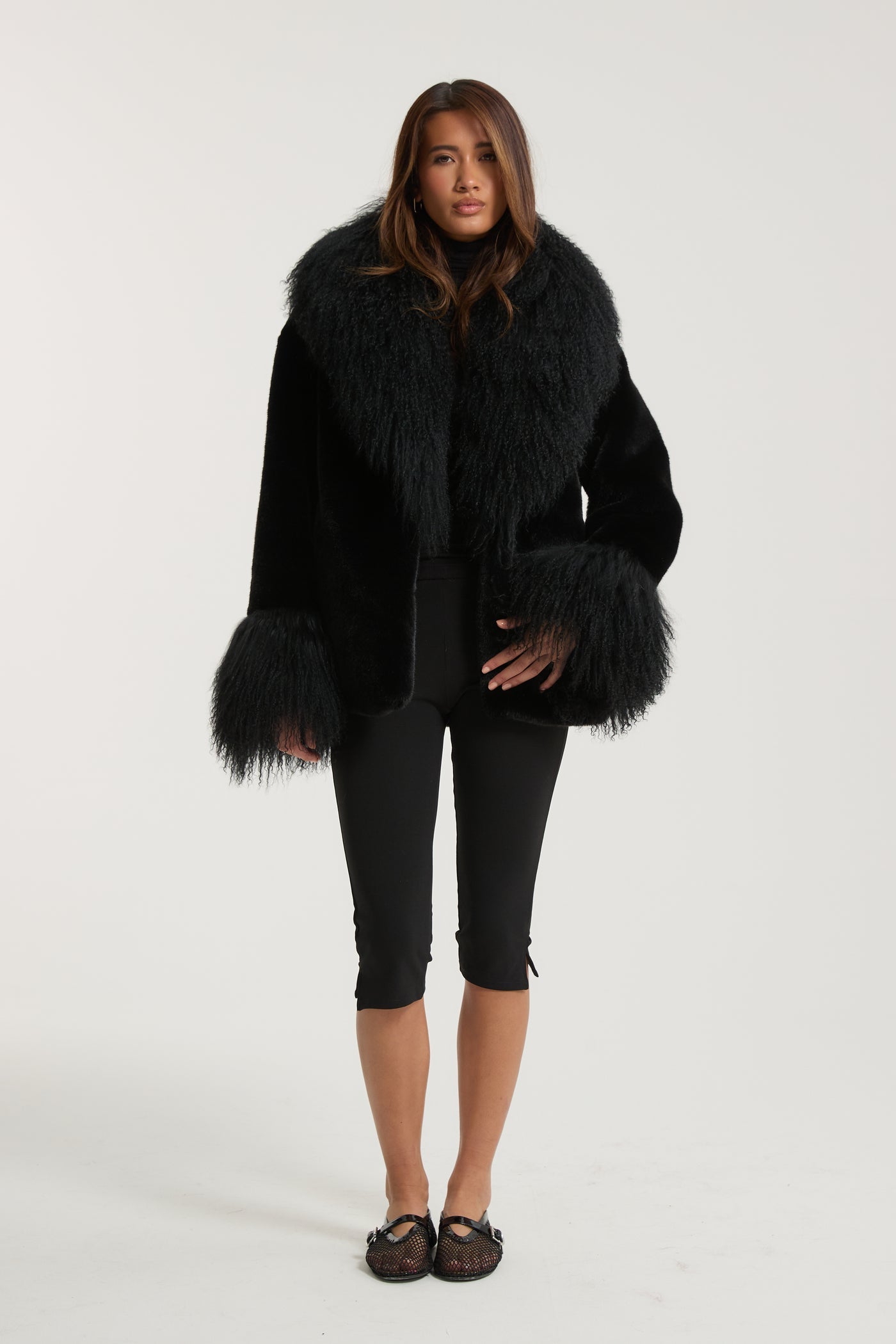 Faux Fur Coat with a Loose Collar