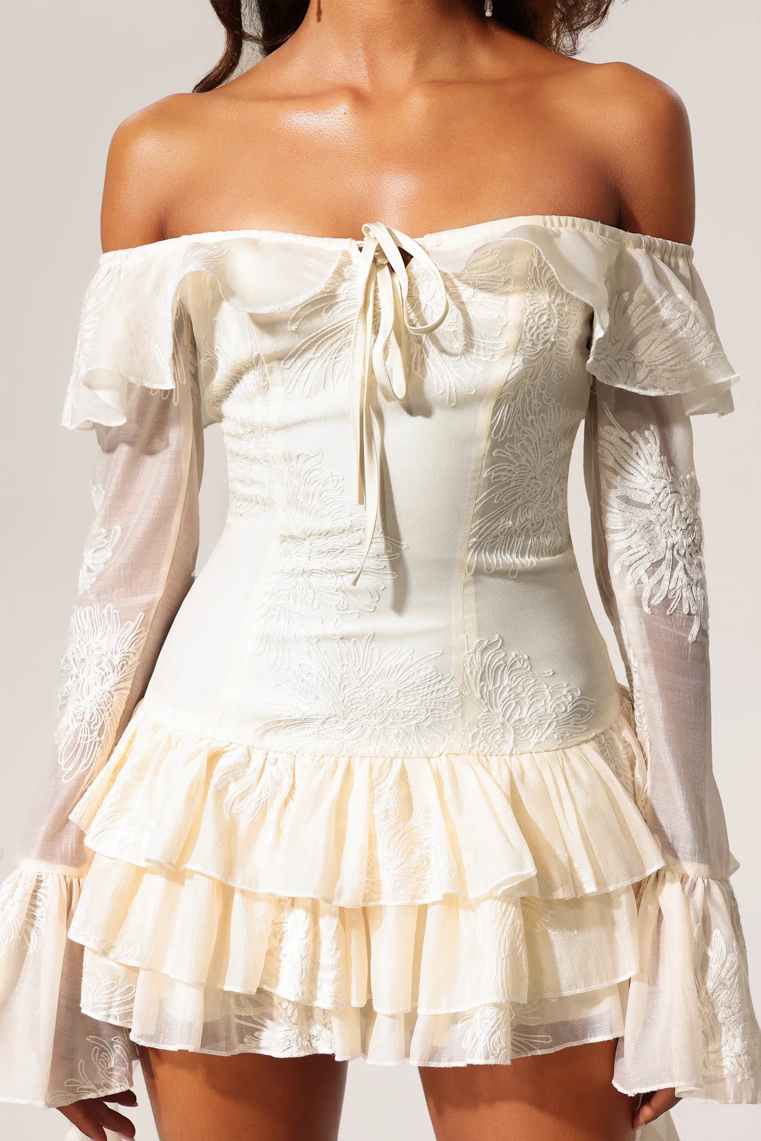 Isabel - Off-shoulder Long Sleeve Mini Dress