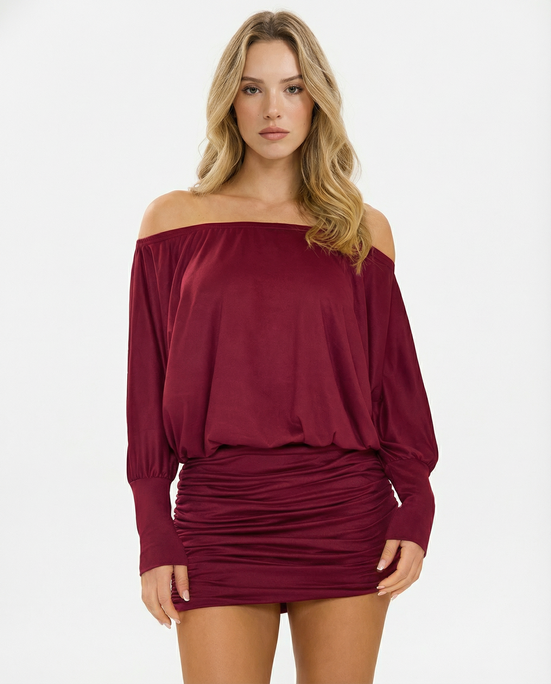 Sola Long Sleeve Ruched Mini Dress