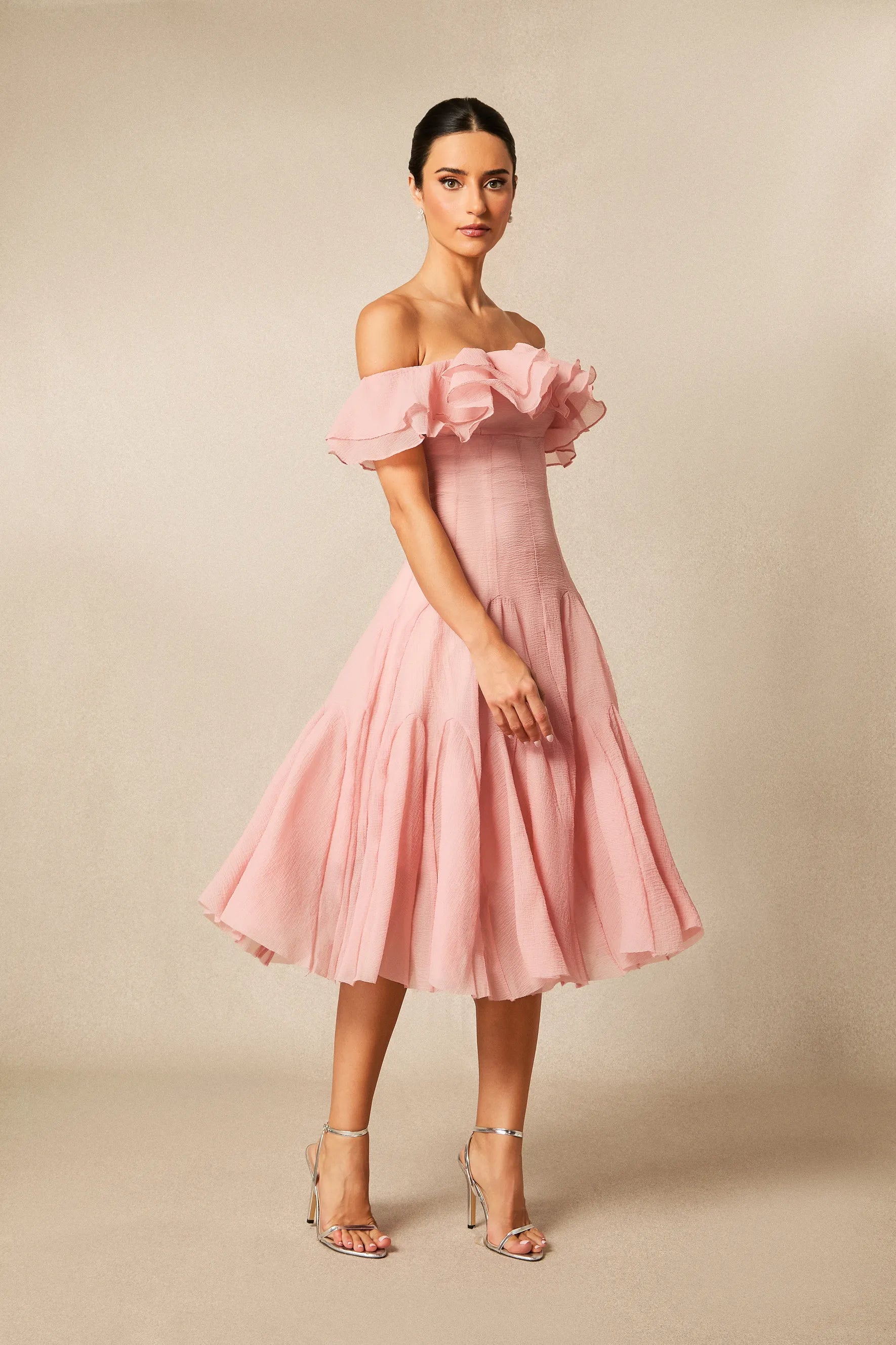 Vita - Off-Shoulder Ruffle Midi Dress