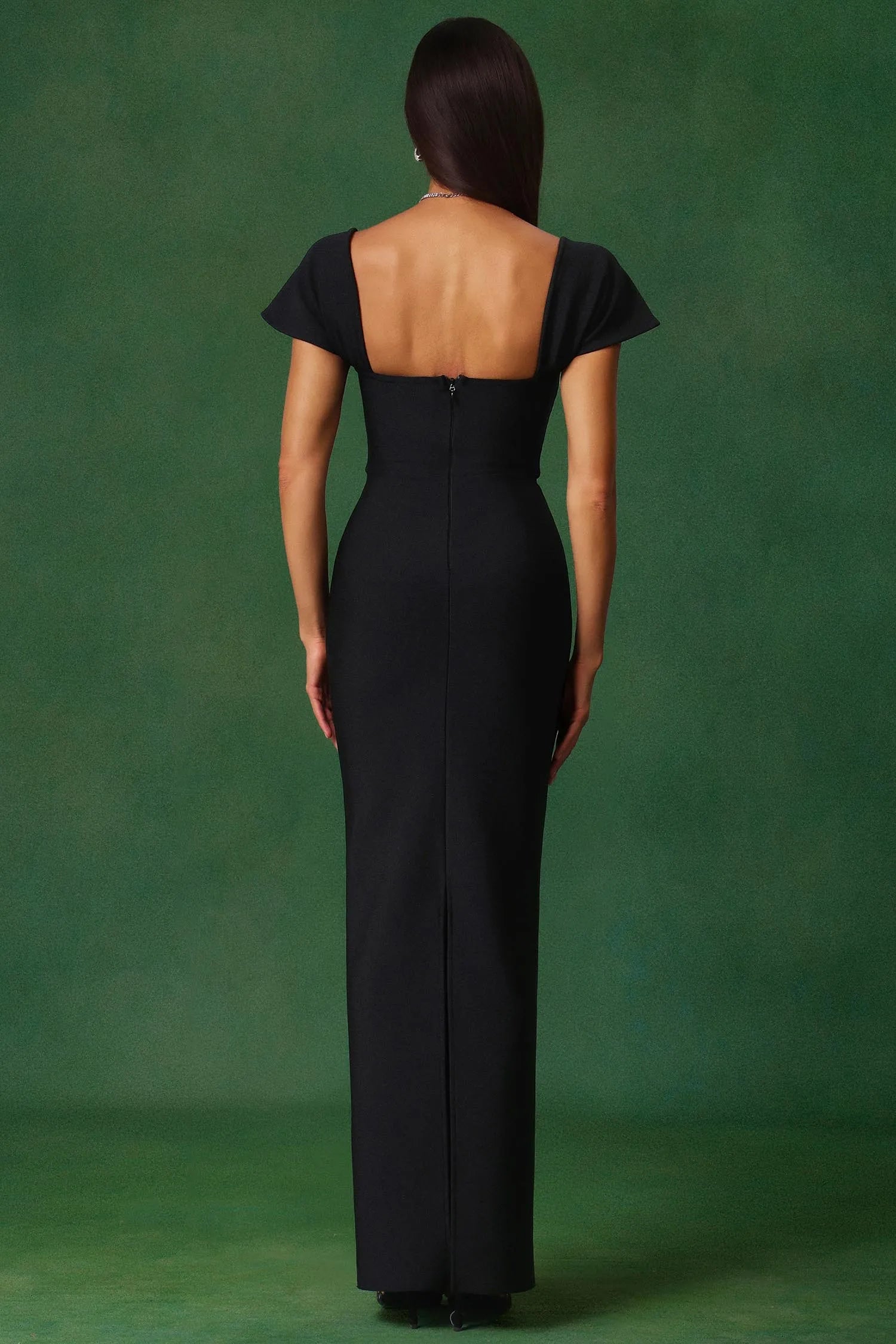 Londyn - Short Sleeve Diamond Bandage Maxi Dress