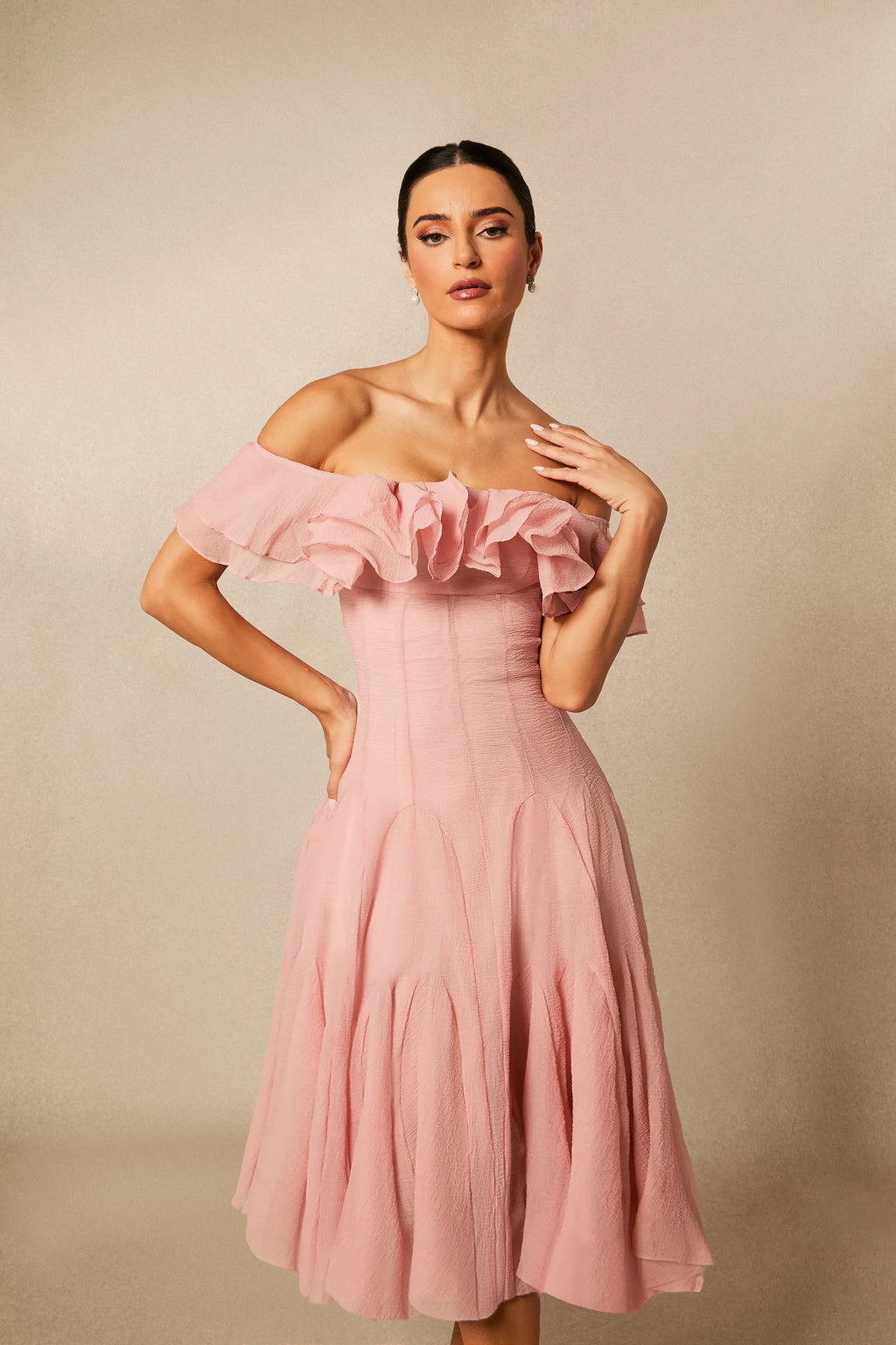 Vita - Off-Shoulder Ruffle Midi Dress