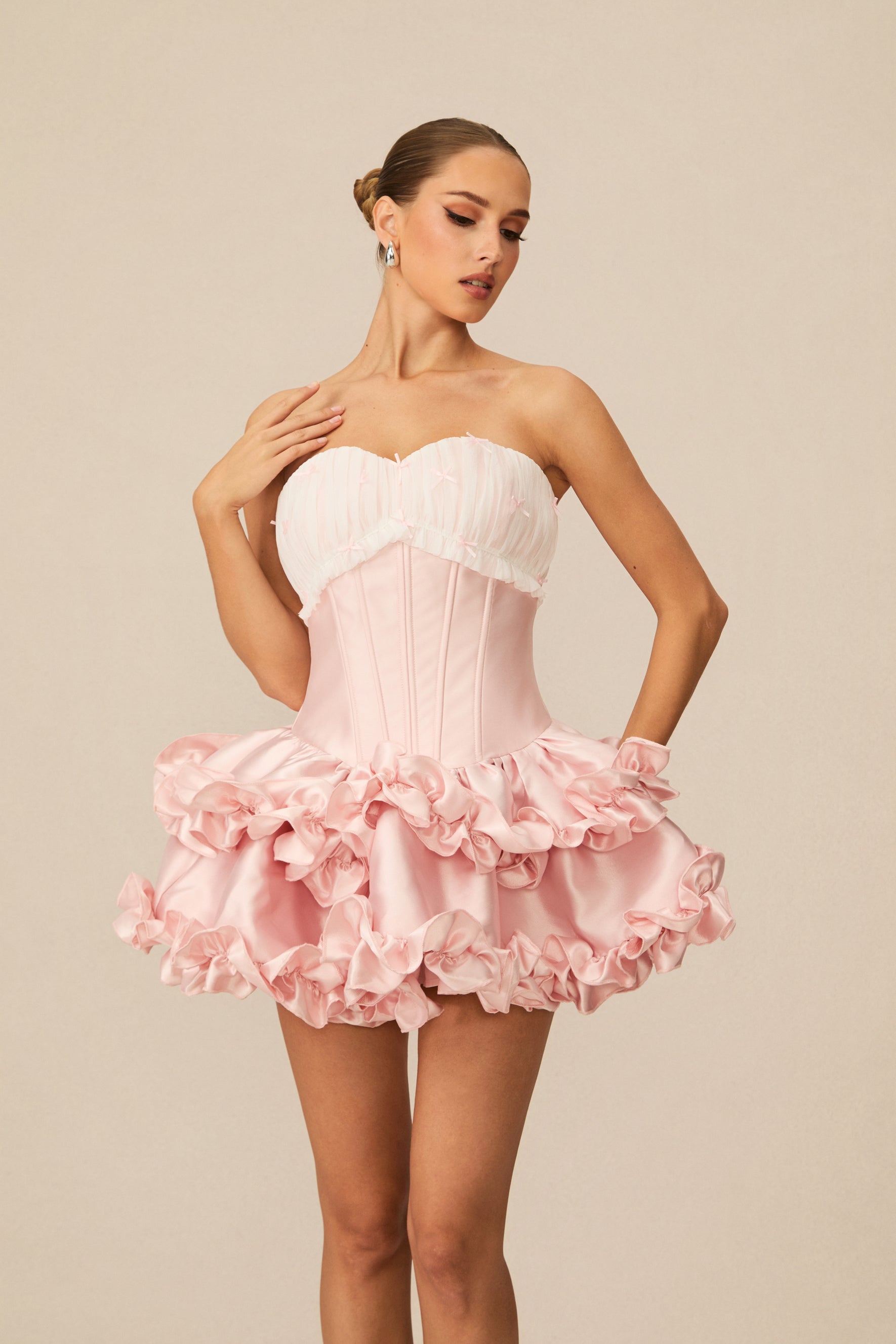 The So Sweet Pink Pleated Corset Mini Dress