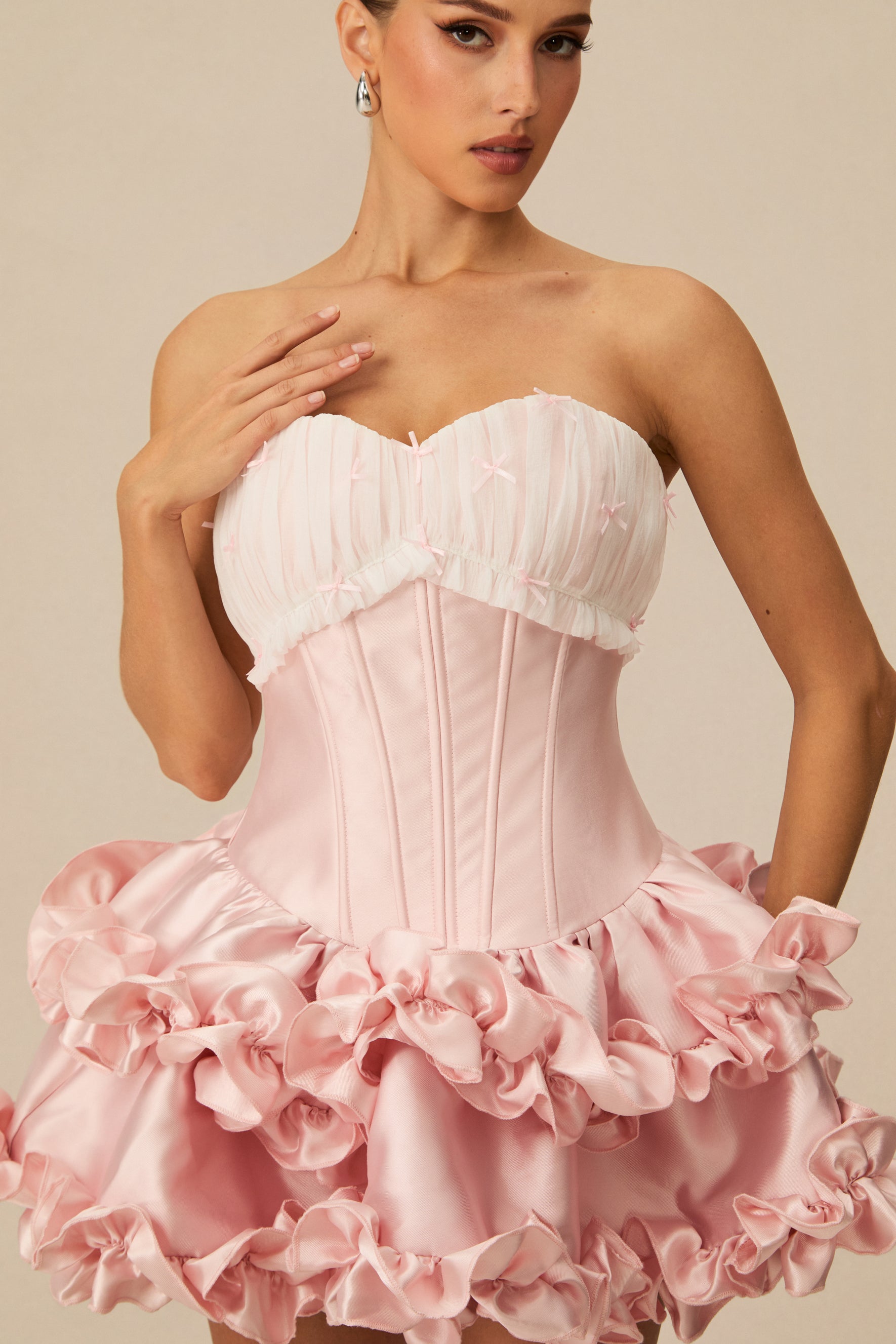 The So Sweet Pink Pleated Corset Mini Dress