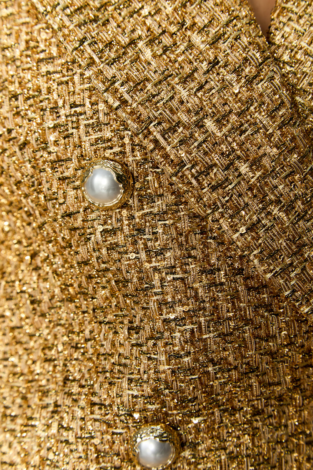 Luxurious Look Gold Double-Knotted Tweed Mini Dress