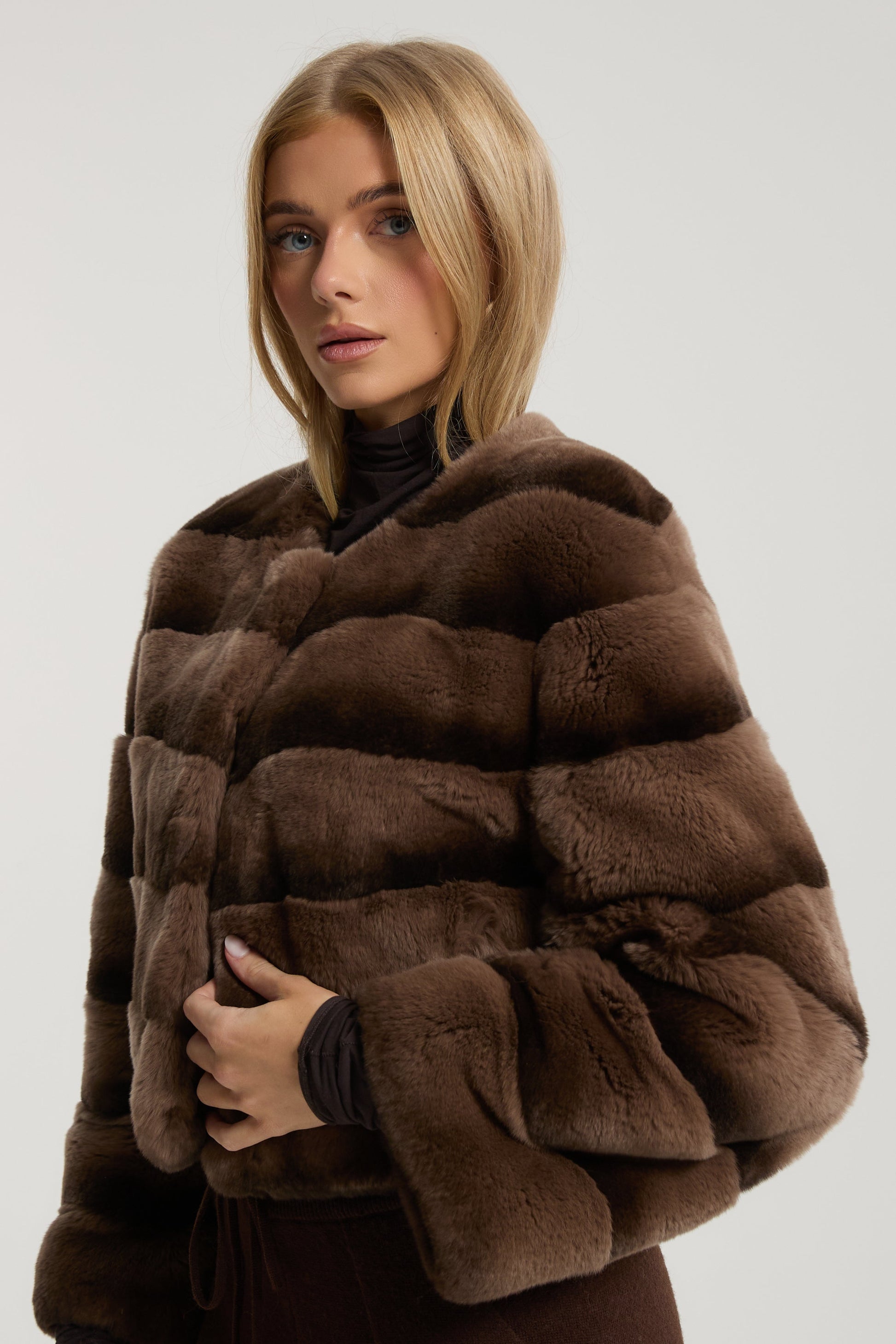 Freya Chocolate Rex Fur Coat