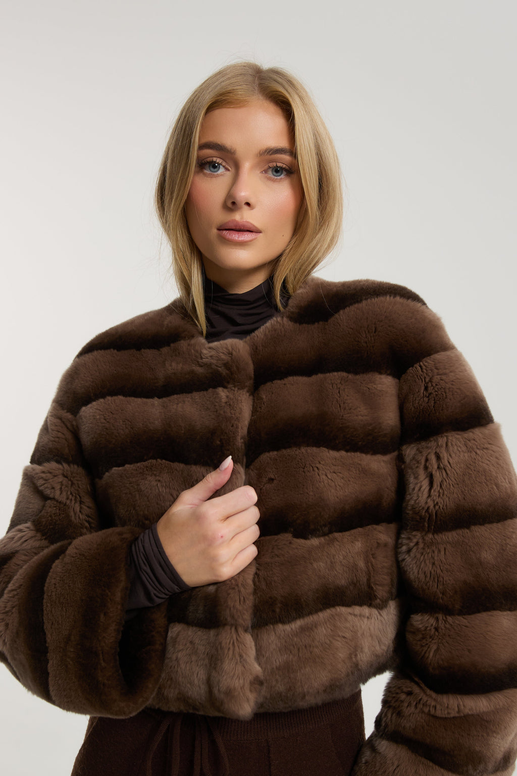 Freya Chocolate Rex Fur Coat