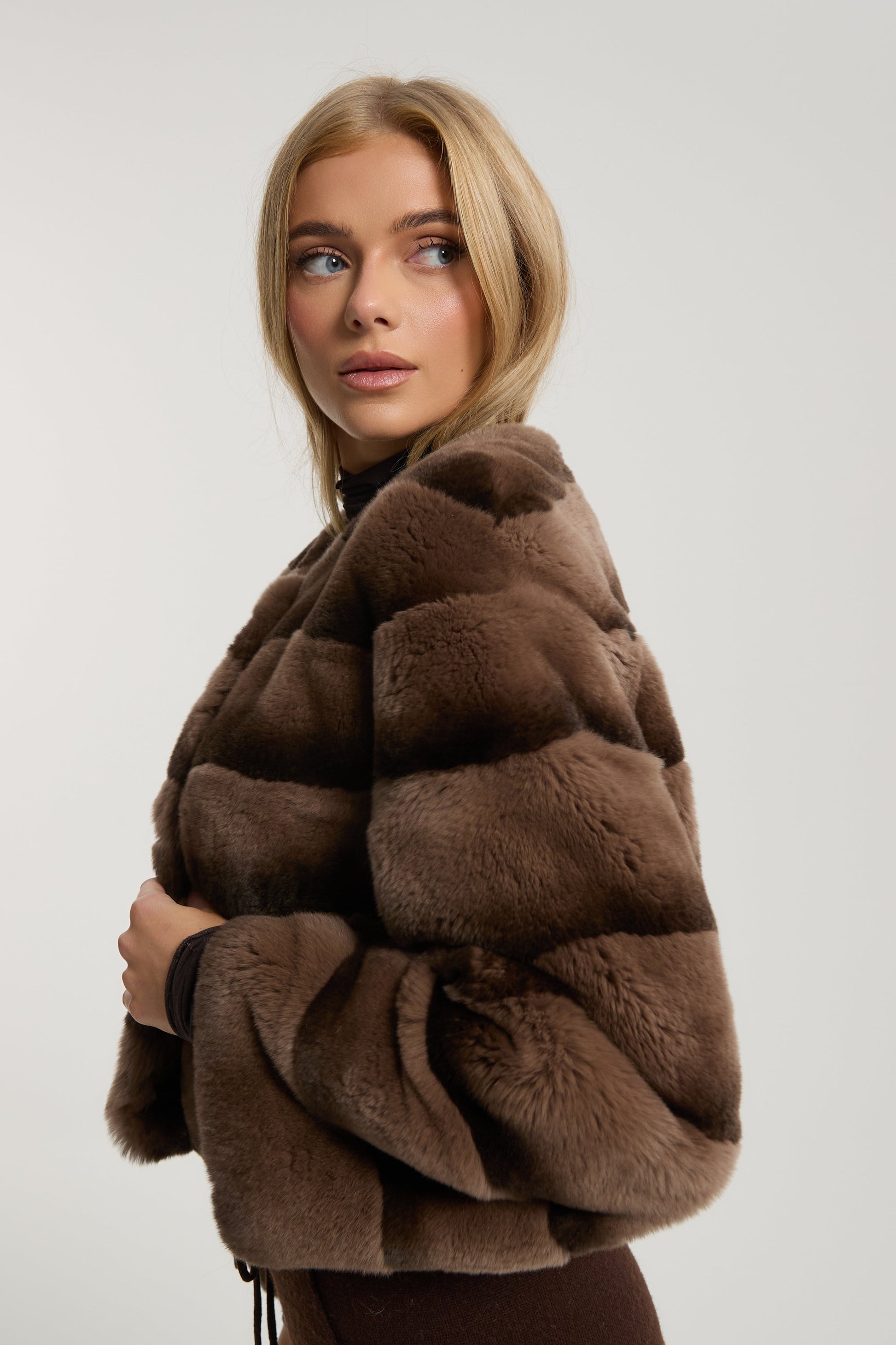 Freya Chocolate Rex Fur Coat