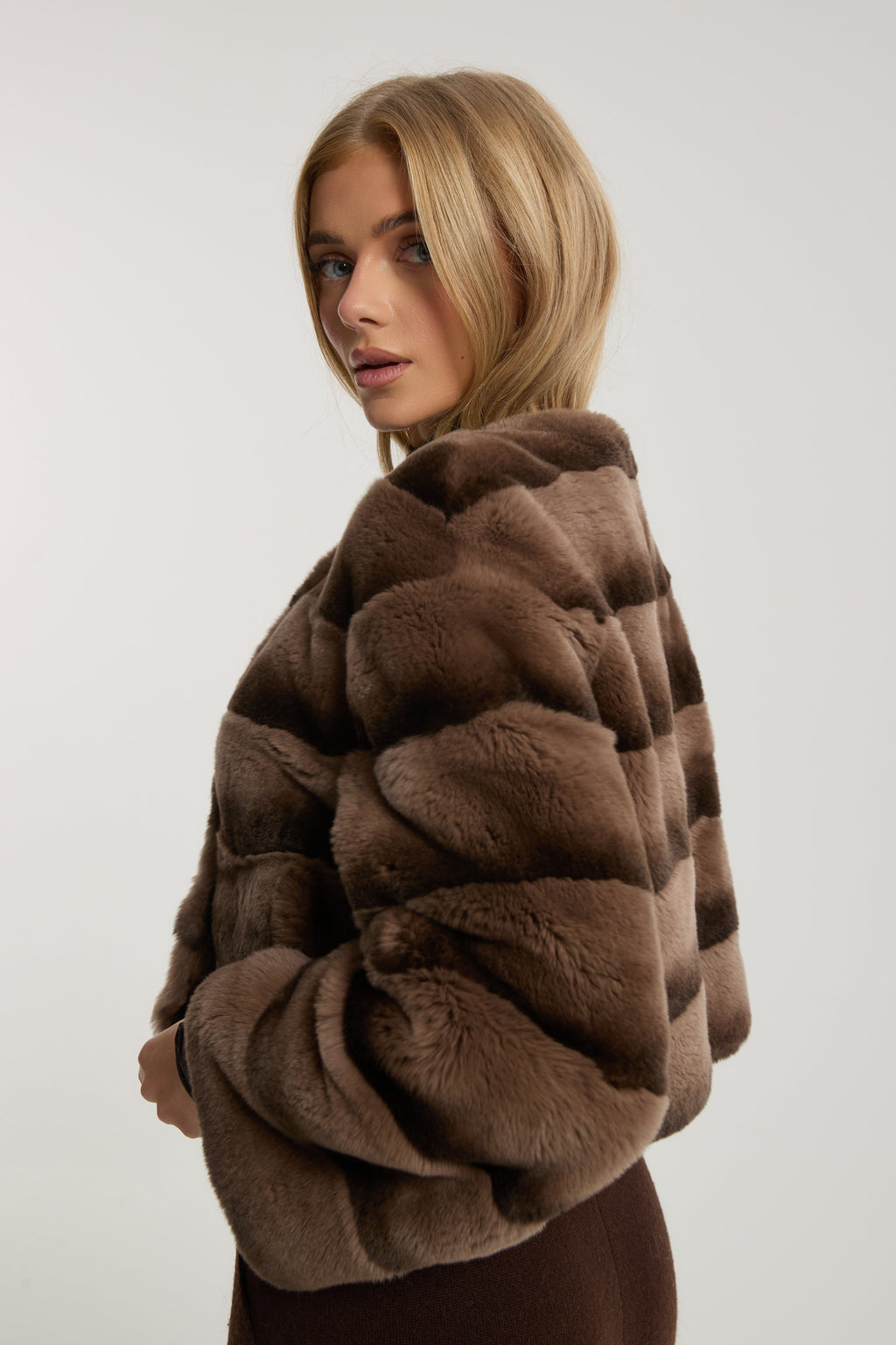 Freya Chocolate Rex Fur Coat