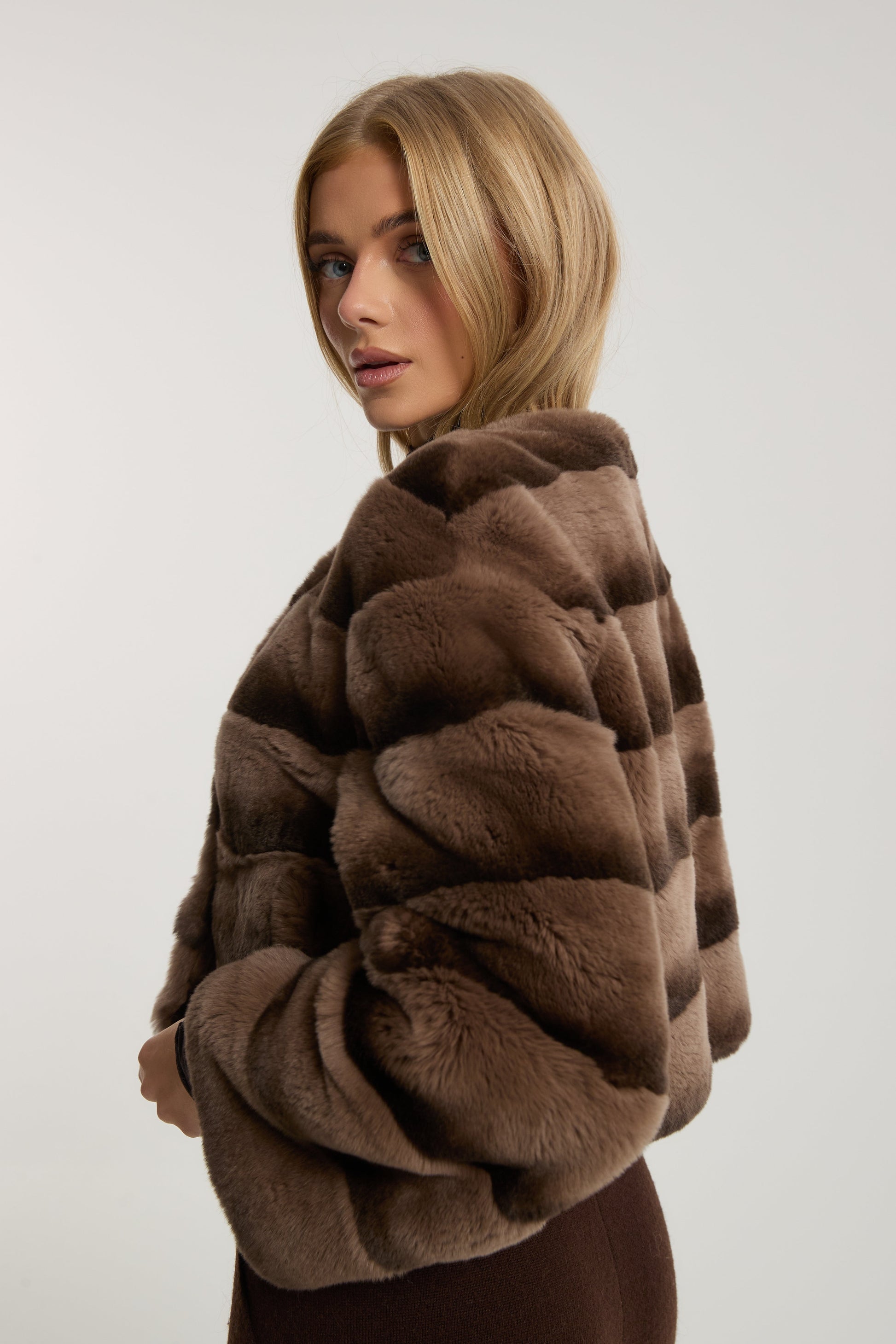 Freya Chocolate Rex Fur Coat