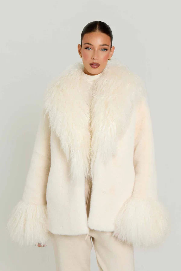Faux Fur Coat with a Loose Collar