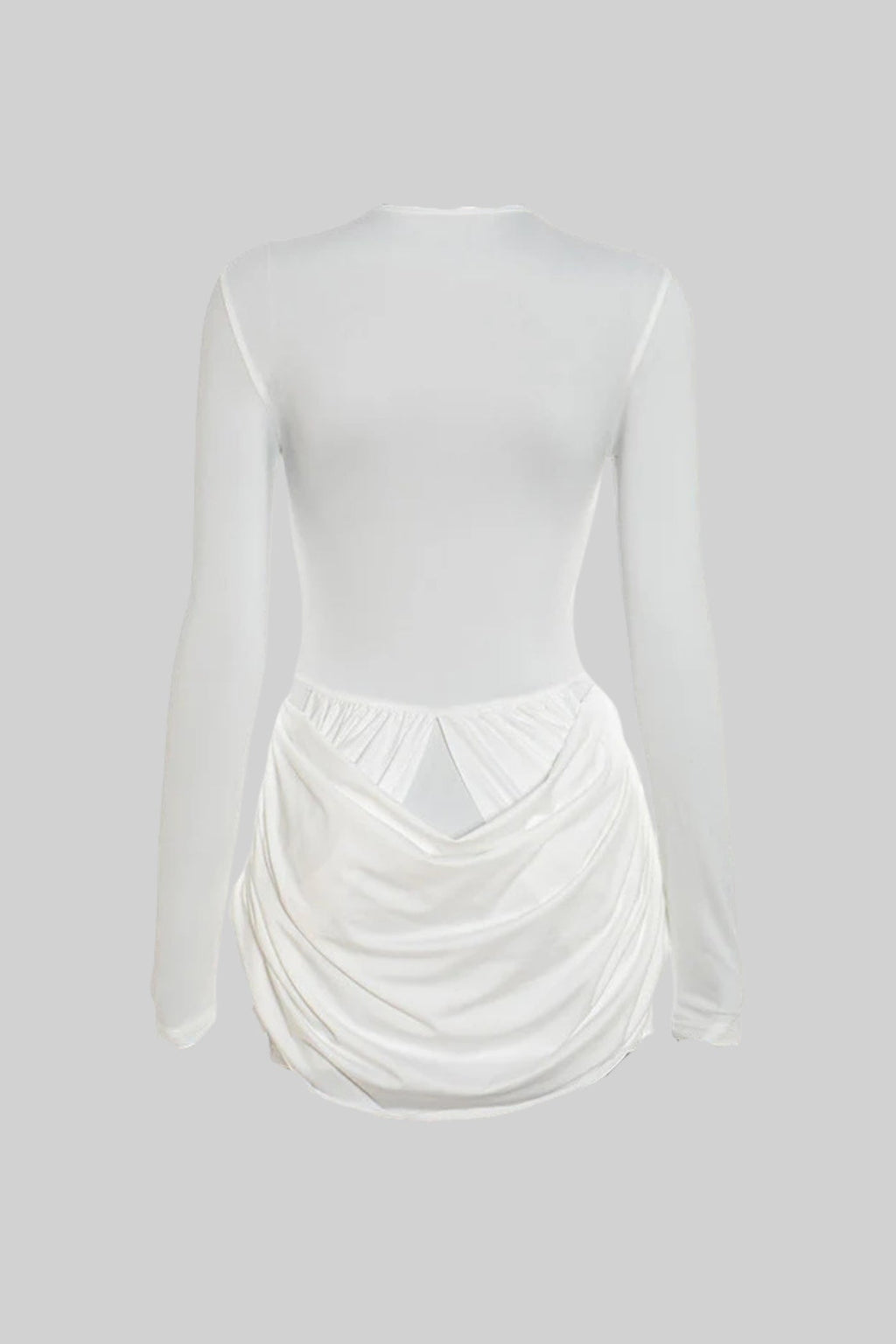 Draped Cut-Out Mini Dress With Sculptural Buttons – White