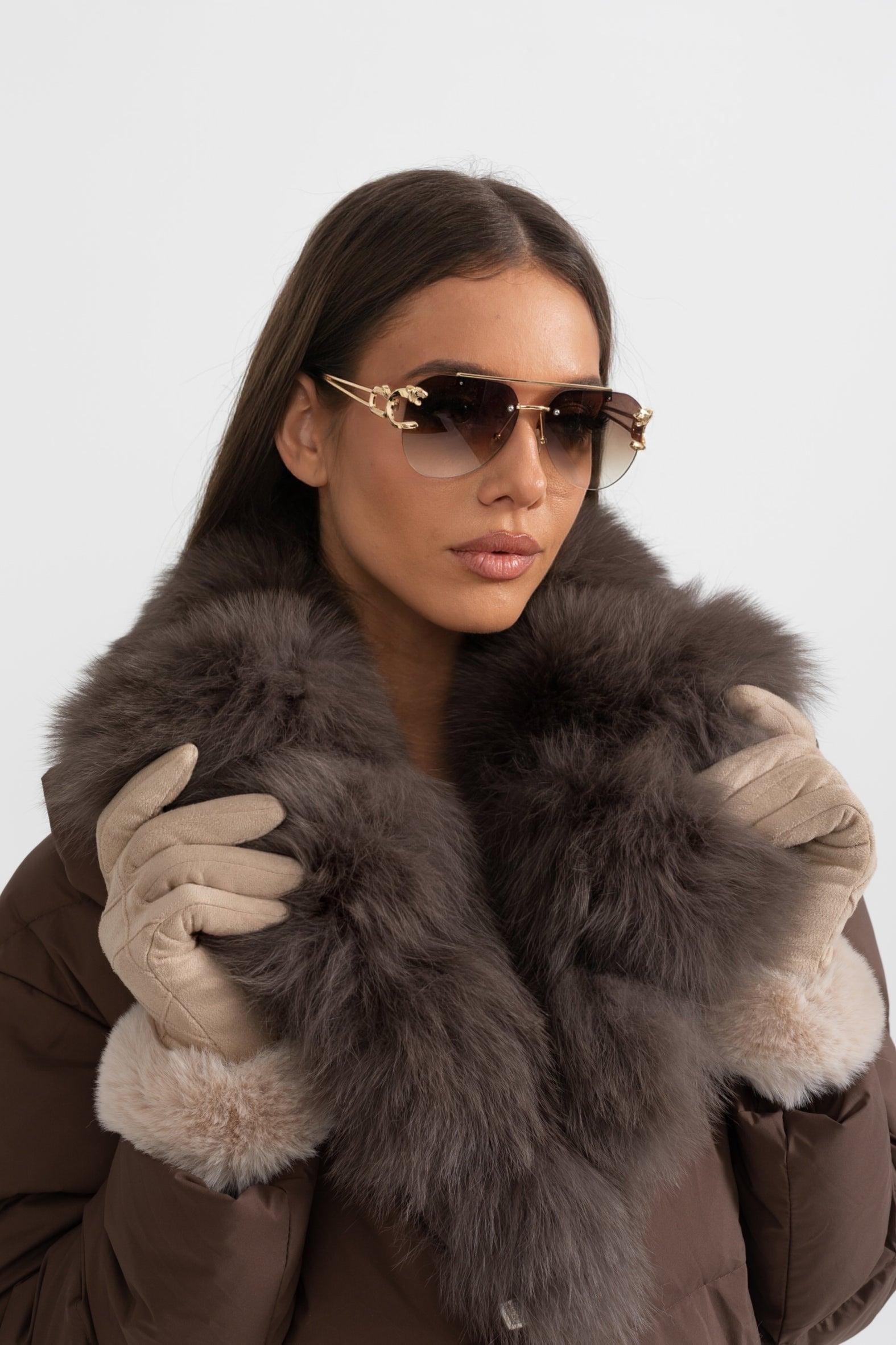 Valley - Puffer Jacket With Brown Fox Fur-Lined Hood - Brown