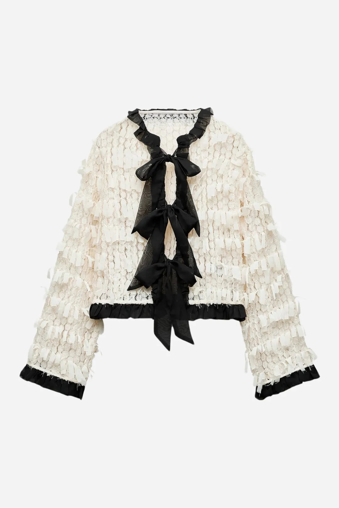 Tie - Front Fringed Cardigan