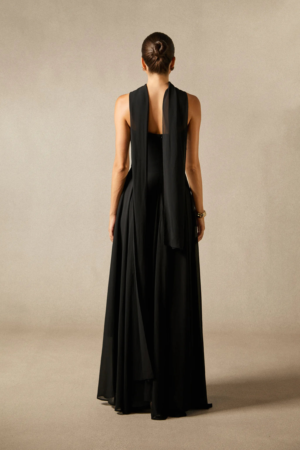 Sarah - Strapless Floral Detail Maxi Dress with Scarf