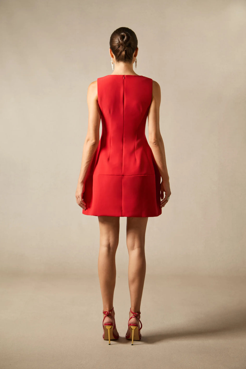 Bertina - Floral Applique V-Neck Mini Dress