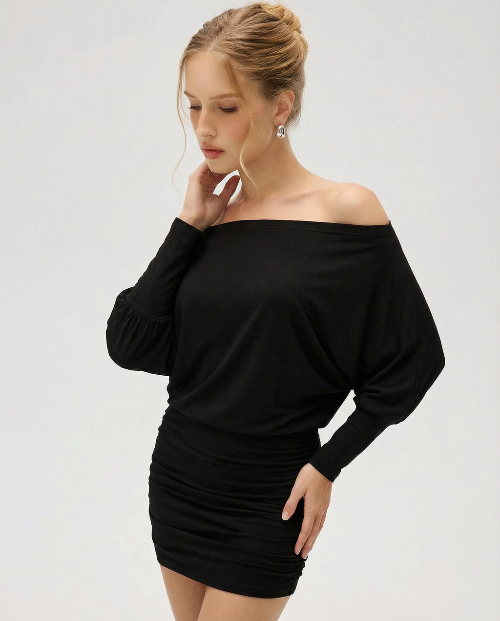 Sola Long Sleeve Ruched Mini Dress
