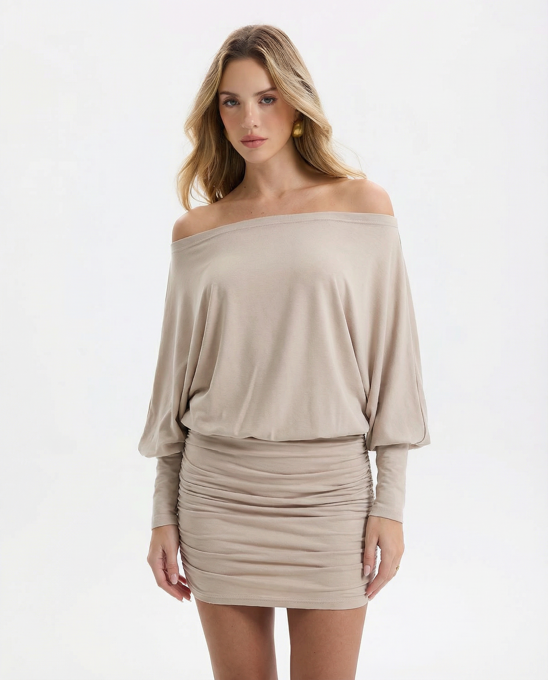 Sola Long Sleeve Ruched Mini Dress