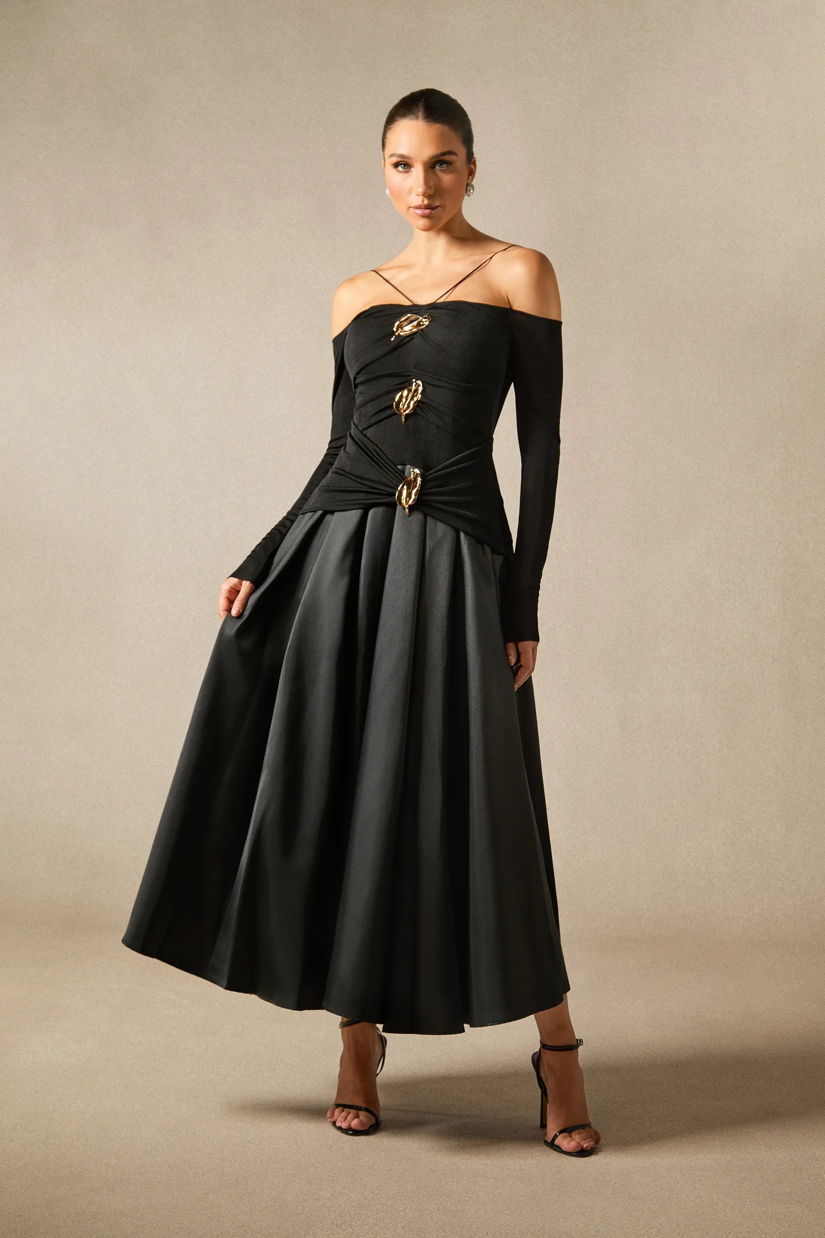 Katherine - Off-Shoulder Strap Maxi Dress