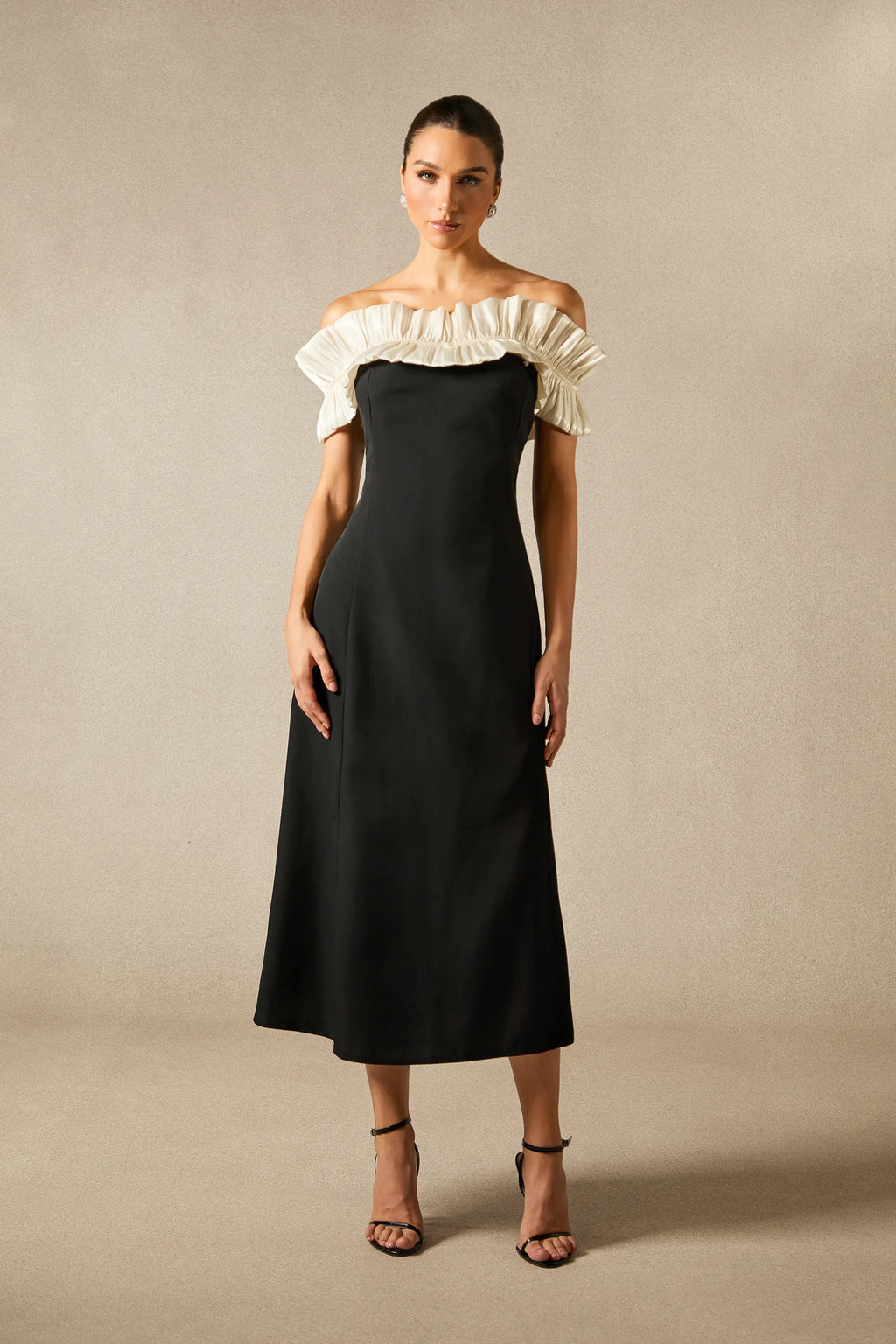 Bonnie - Off-Shoulder Ruffle Midi Dress