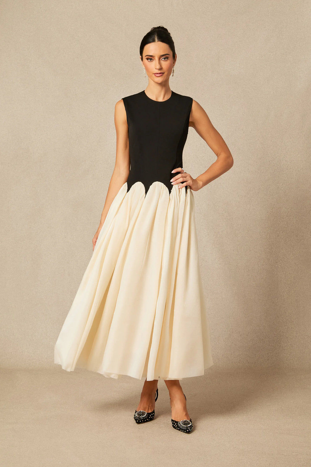 Zoey - Black & White Maxi Dress