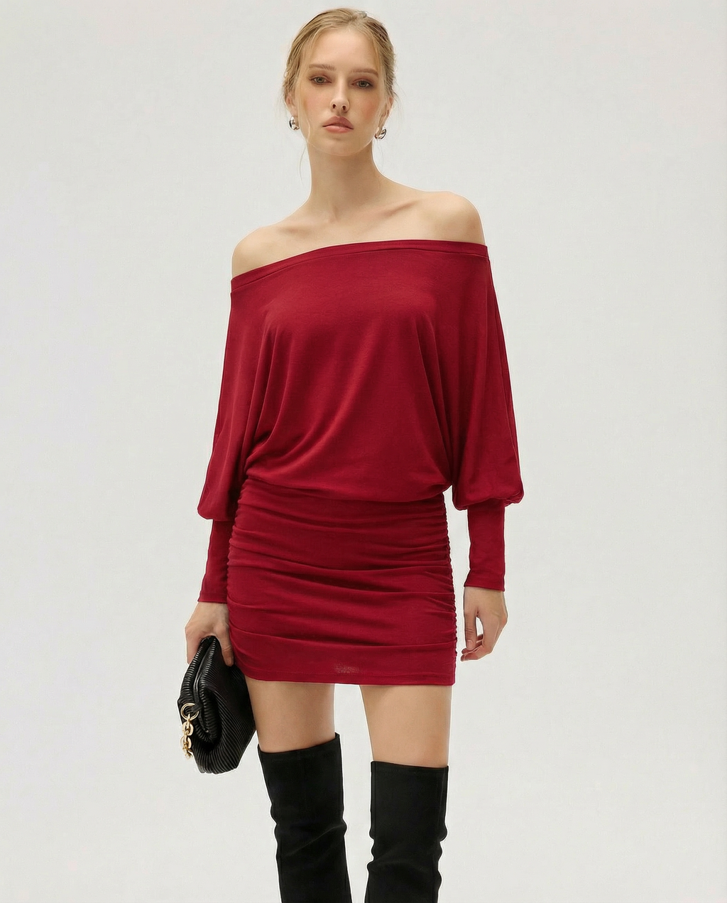 Sola Long Sleeve Ruched Mini Dress