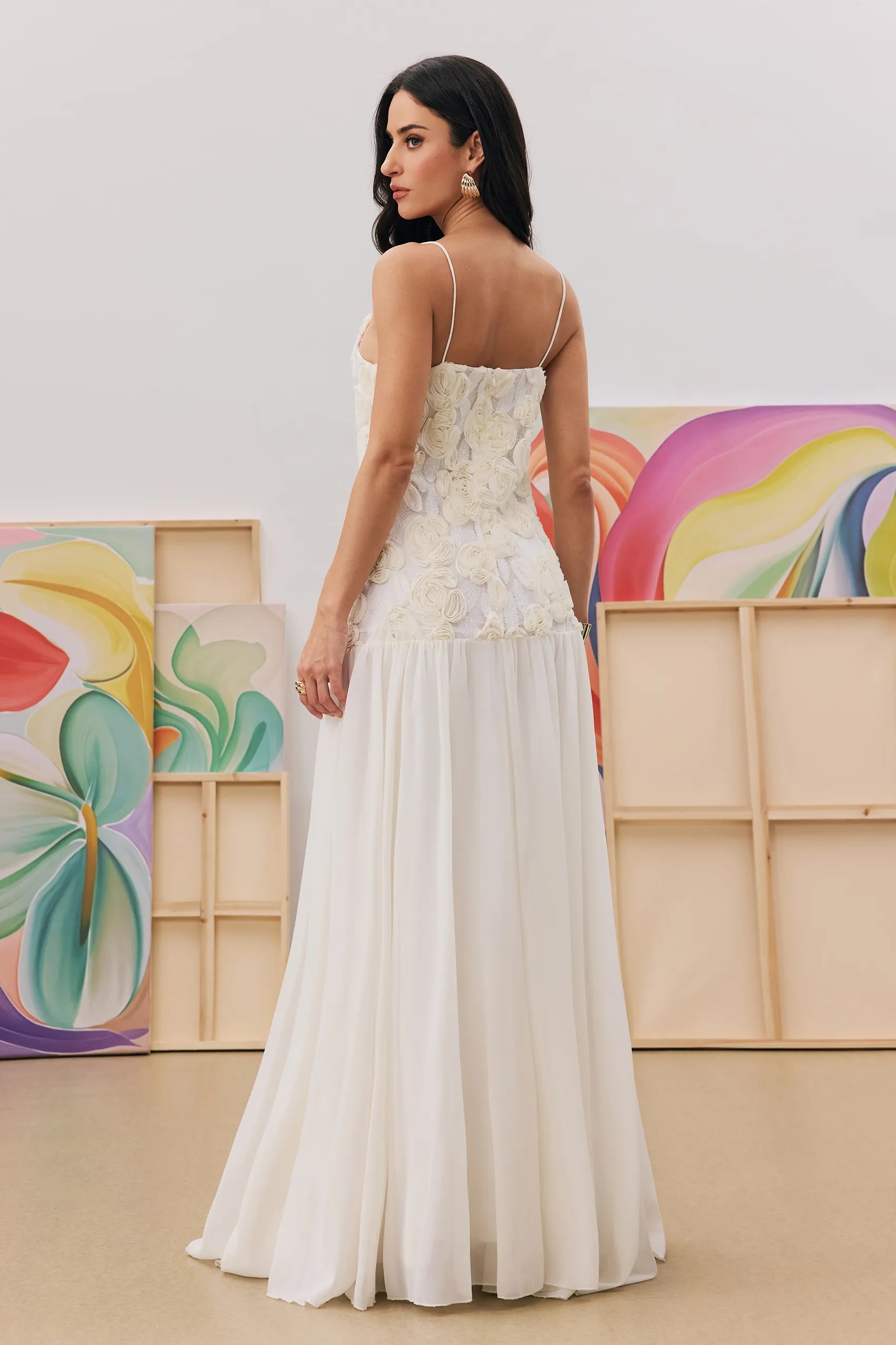 Kynlee - Floral Pleated Chiffon Maxi Dress