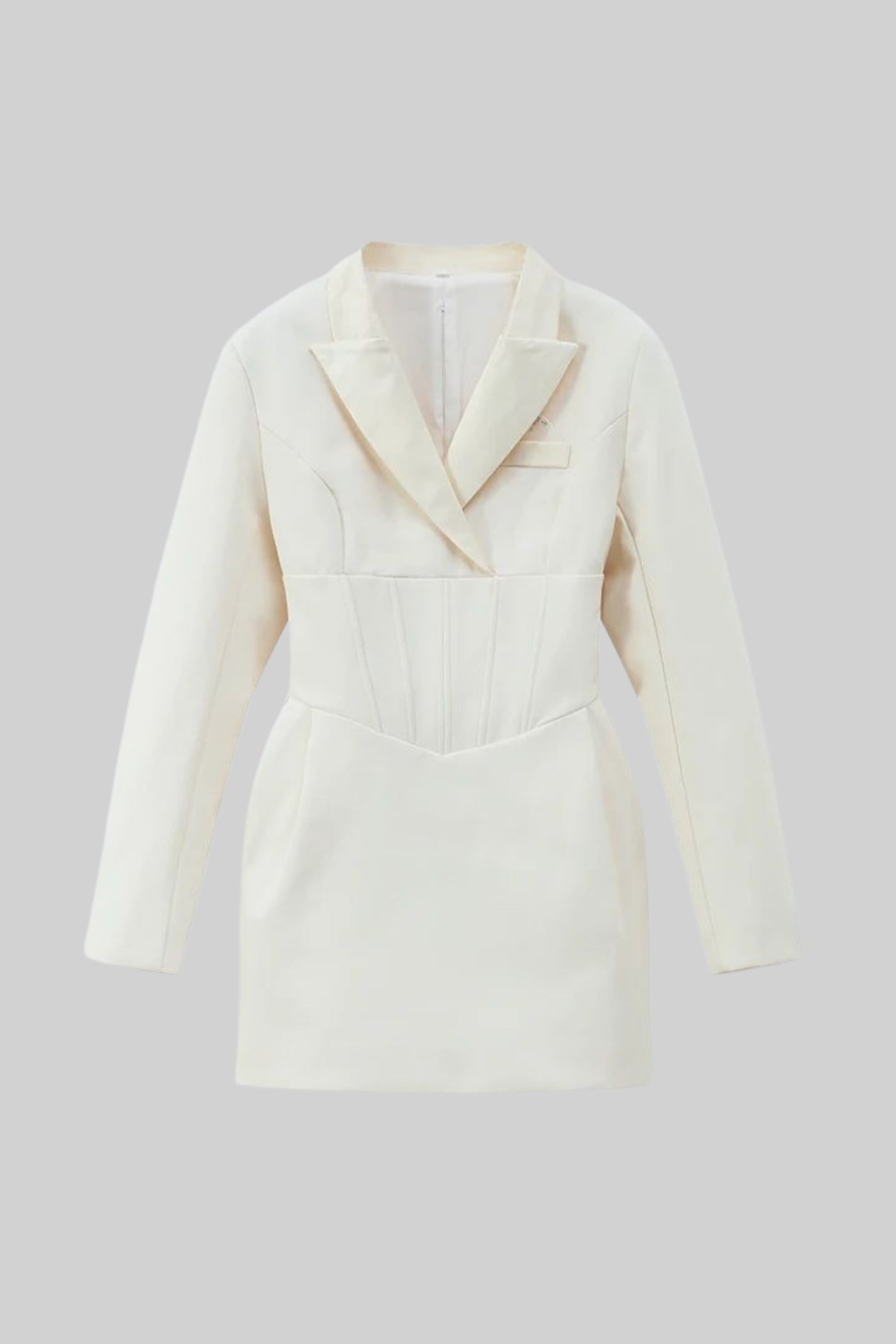 Structured Mini Blazer Dress With Corset Waist – Ivory