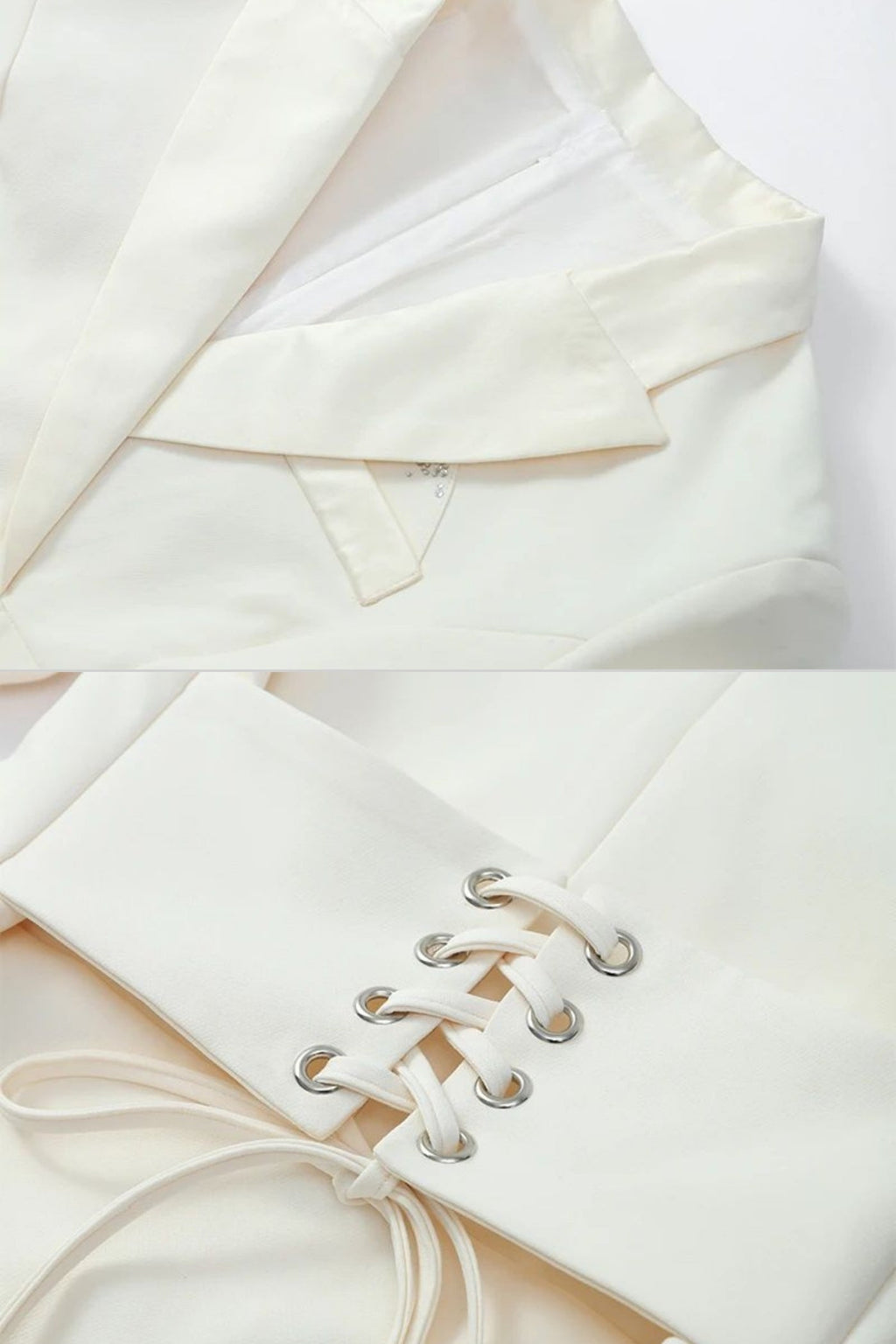 Structured Mini Blazer Dress With Corset Waist – Ivory