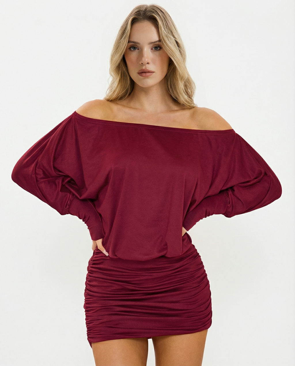 Sola Long Sleeve Ruched Mini Dress