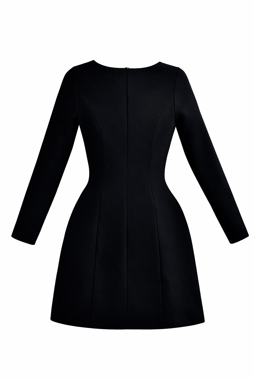 Noir Bow Long Sleeve Black Mini Dress