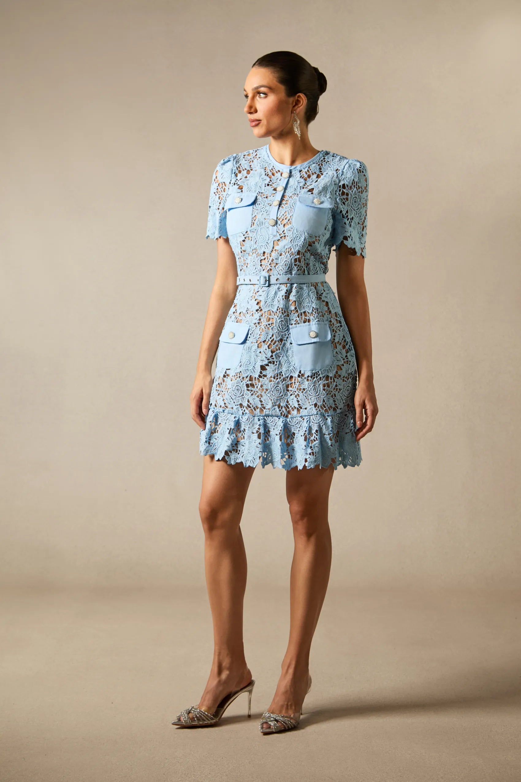 Junie - Embroidered Lace Mini Dress