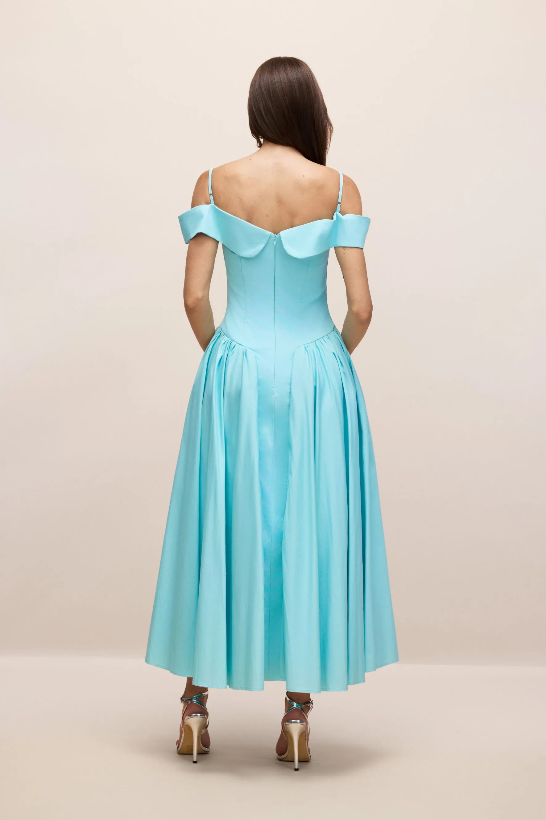 Renee - Off-Shoulder A-Line Blue Maxi Dress