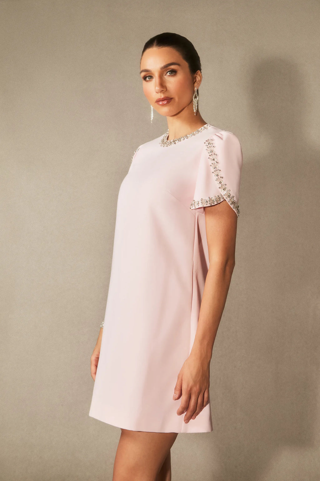 Isabelle - Crystal Embellished Short Sleeve Mini Dress