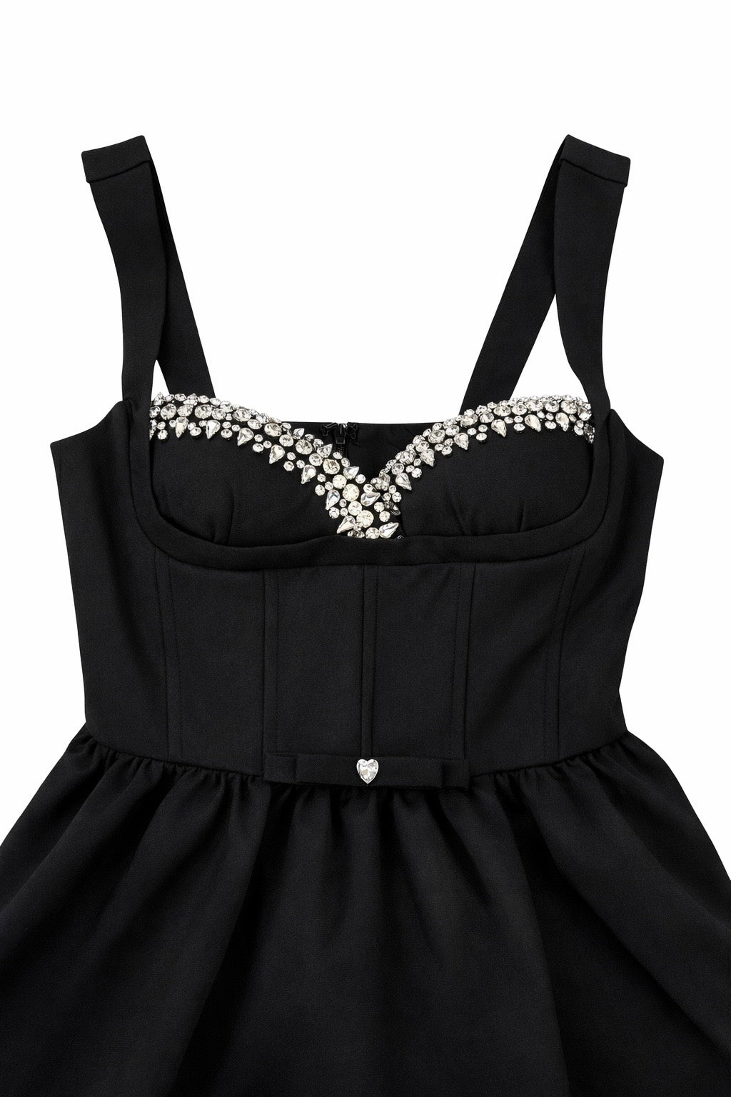 The Icon Crystal Embellished Neckline Black Midi Dress