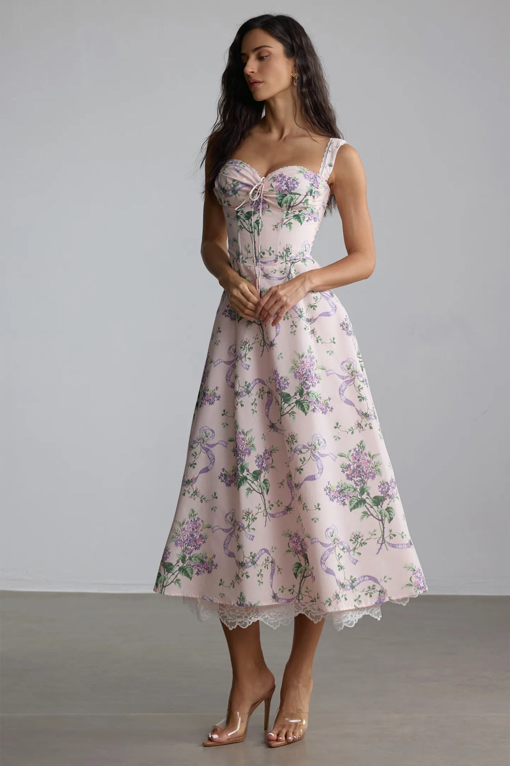 Tessa - Lace Trim Midi Dress