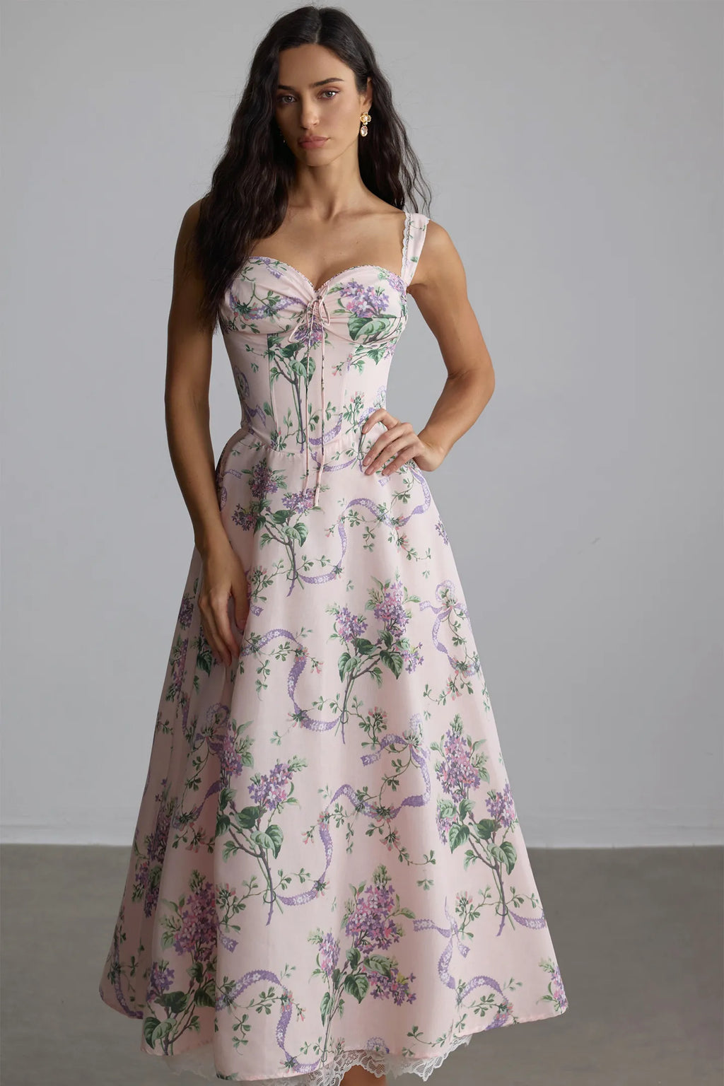 Tessa - Lace Trim Midi Dress