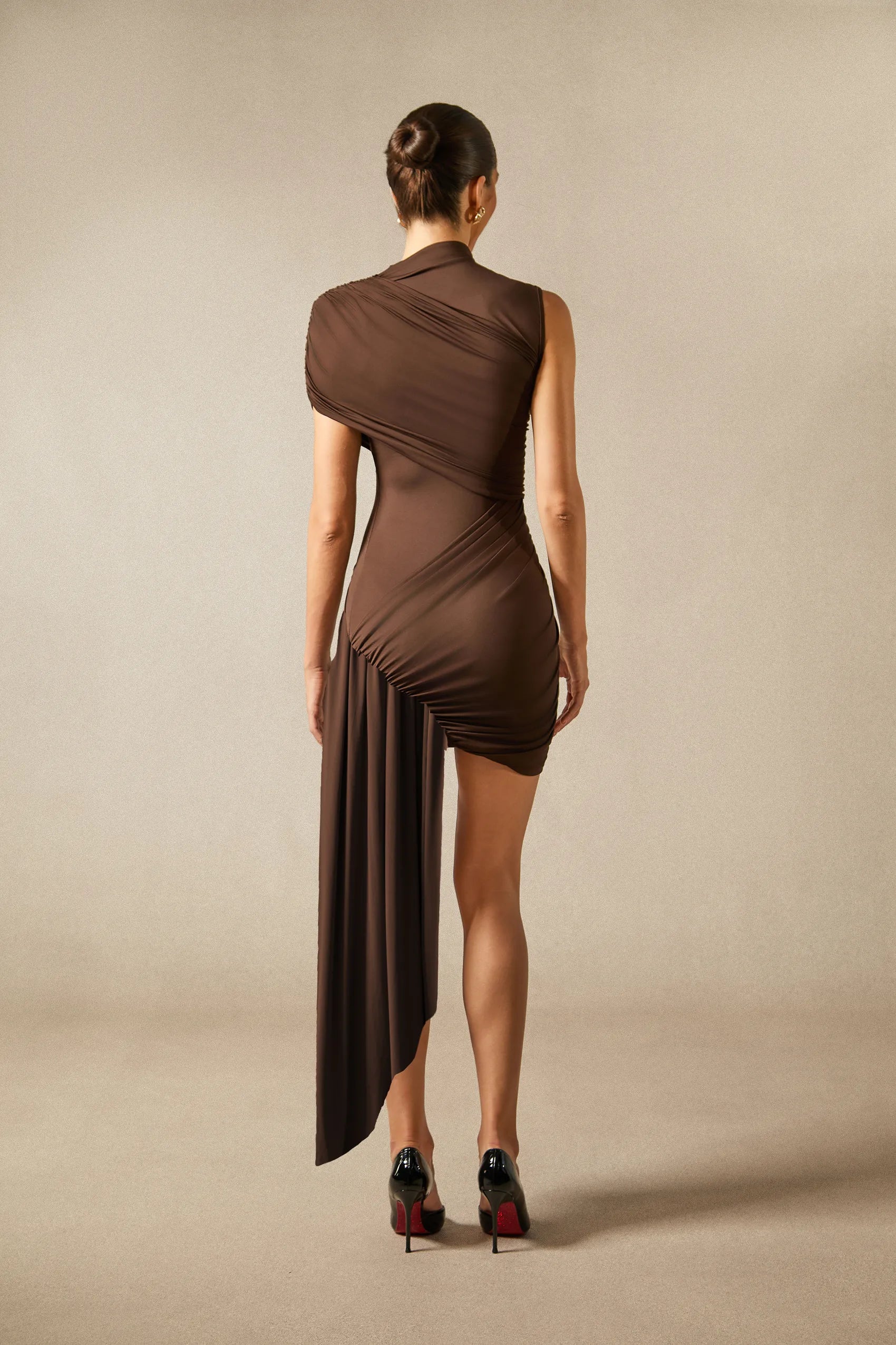 Elena - Asymmetric Draped Mini Dress