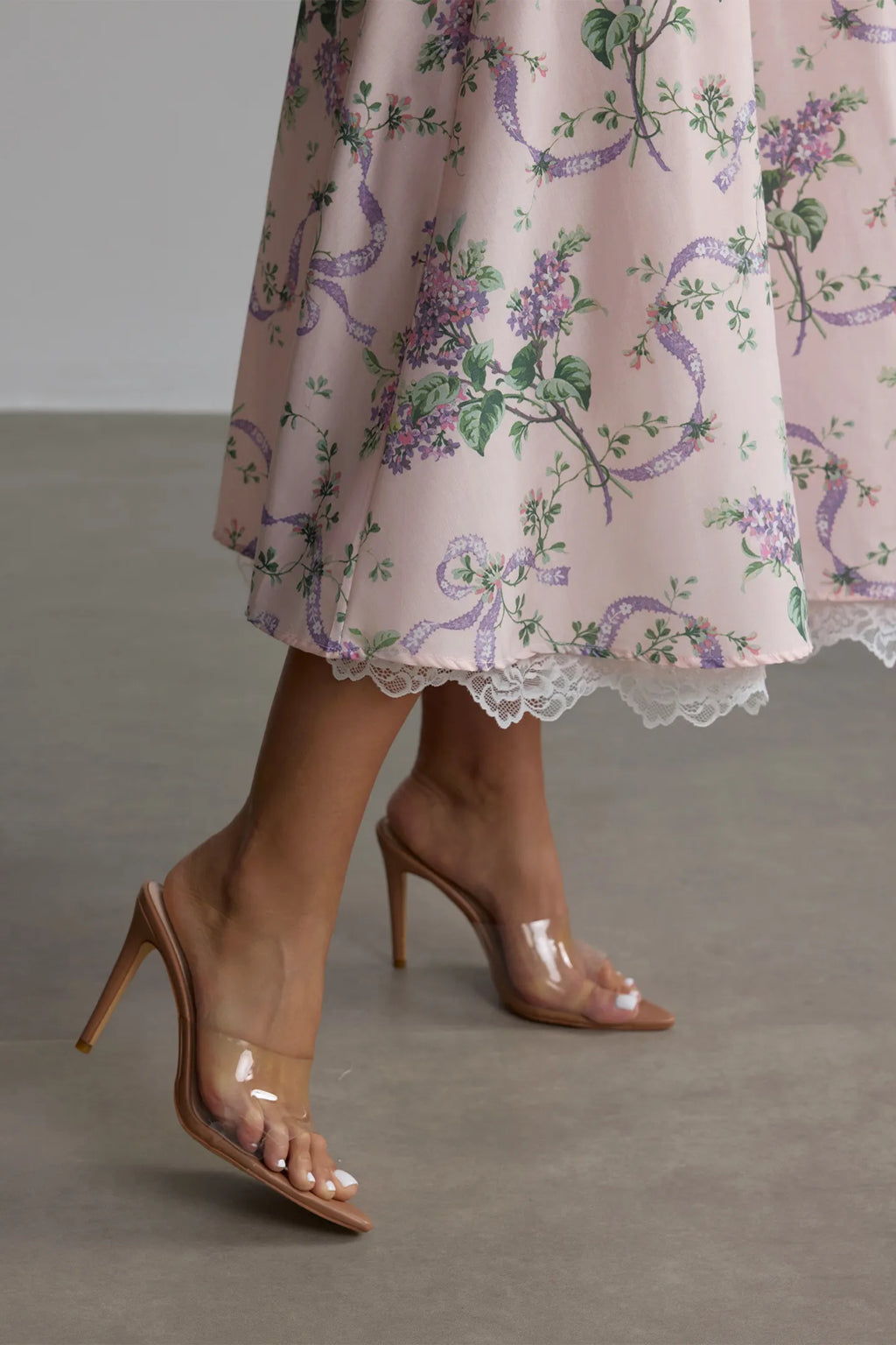 Tessa - Lace Trim Midi Dress