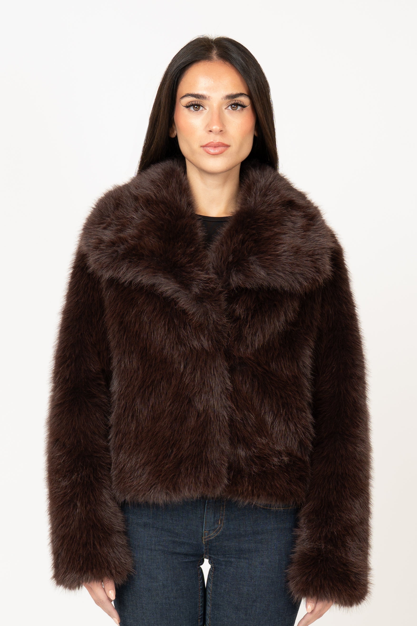 Ophelia Faux Fur Jacket - Brown